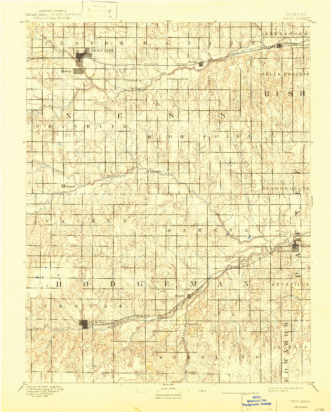 USGS 1:125000-SCALE QUADRANGLE FOR NESS, KS 1894