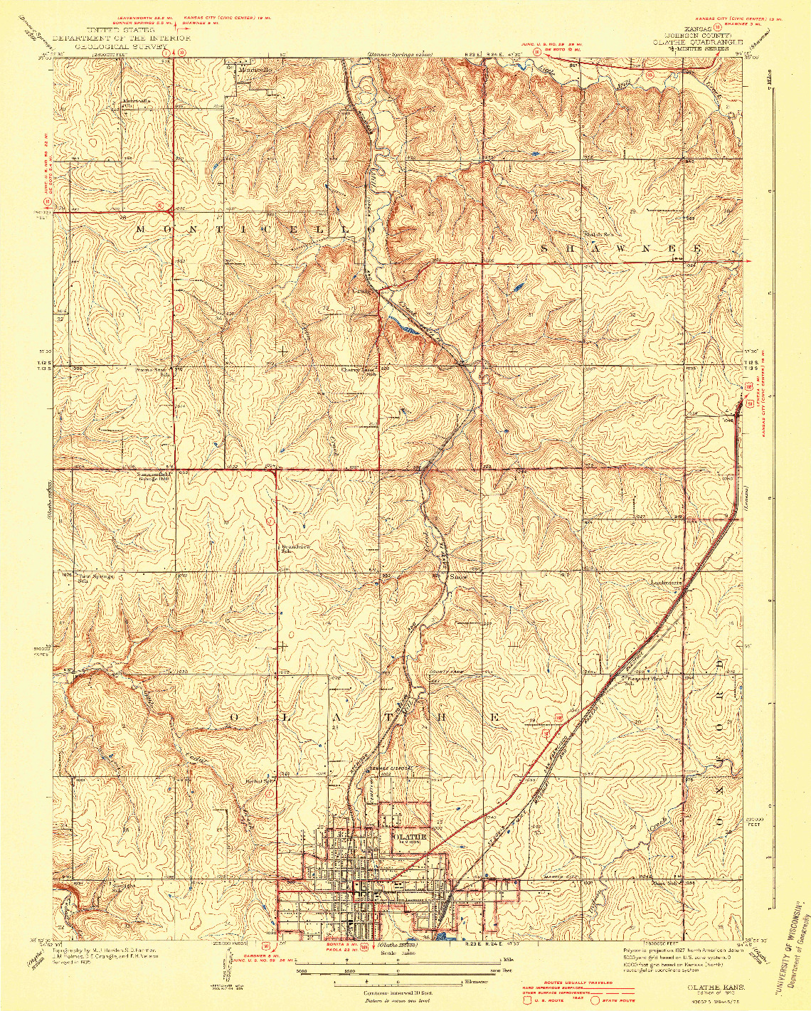 USGS 1:31680-SCALE QUADRANGLE FOR OLATHE, KS 1943