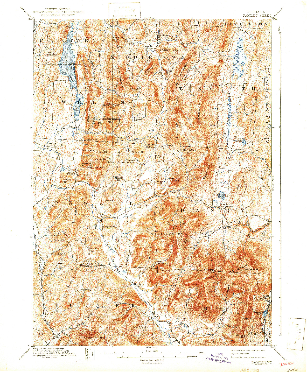 USGS 1:62500-SCALE QUADRANGLE FOR PAWLET, VT 1897