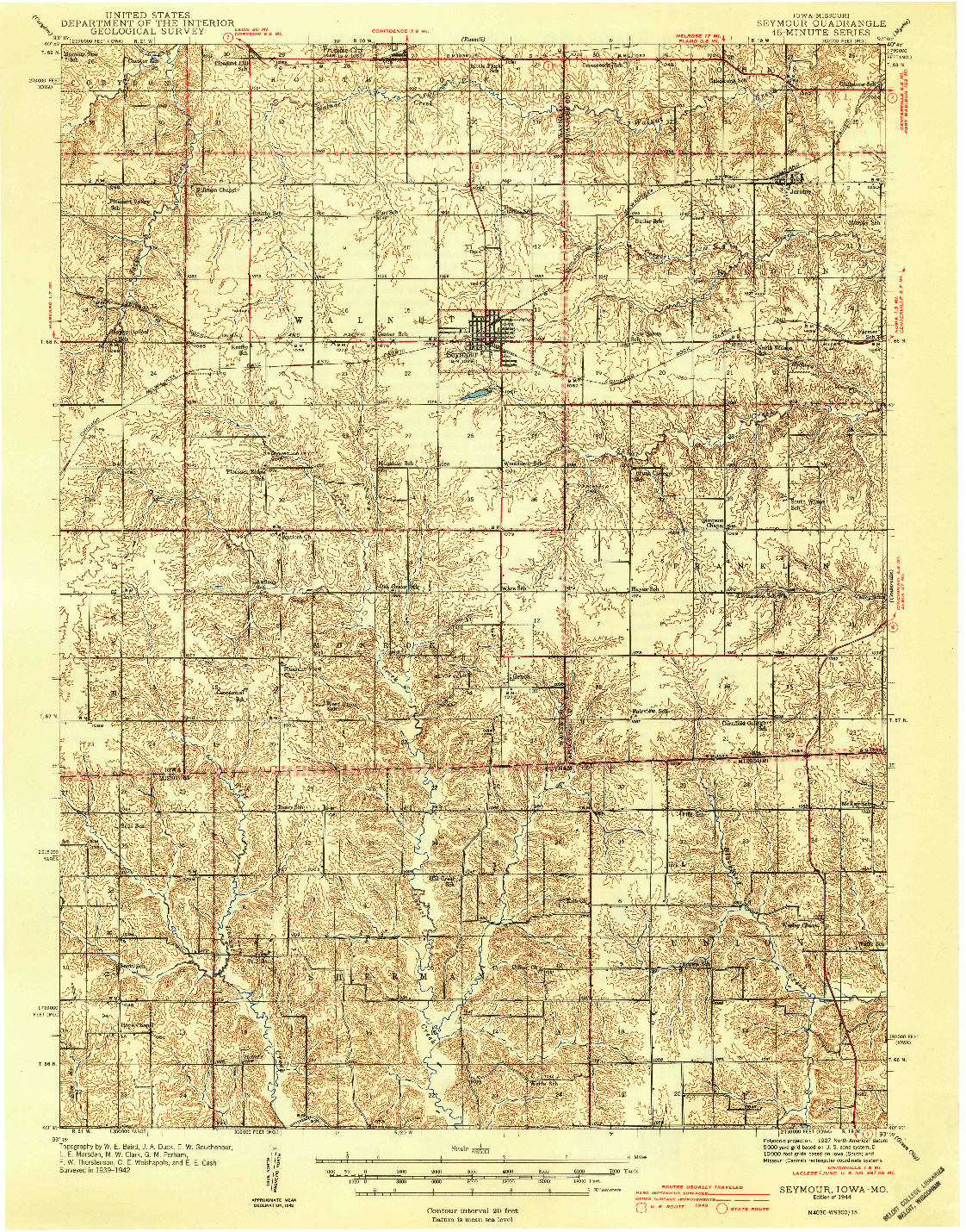 USGS 1:62500-SCALE QUADRANGLE FOR SEYMOUR, IA 1944