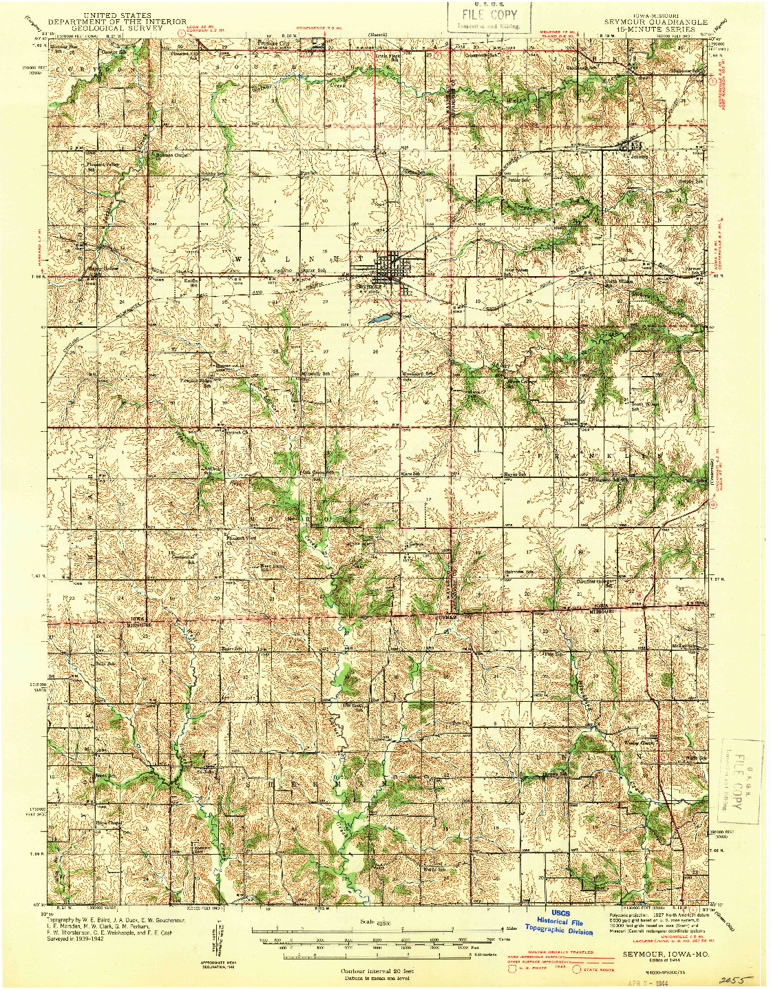 USGS 1:62500-SCALE QUADRANGLE FOR SEYMOUR, IA 1944