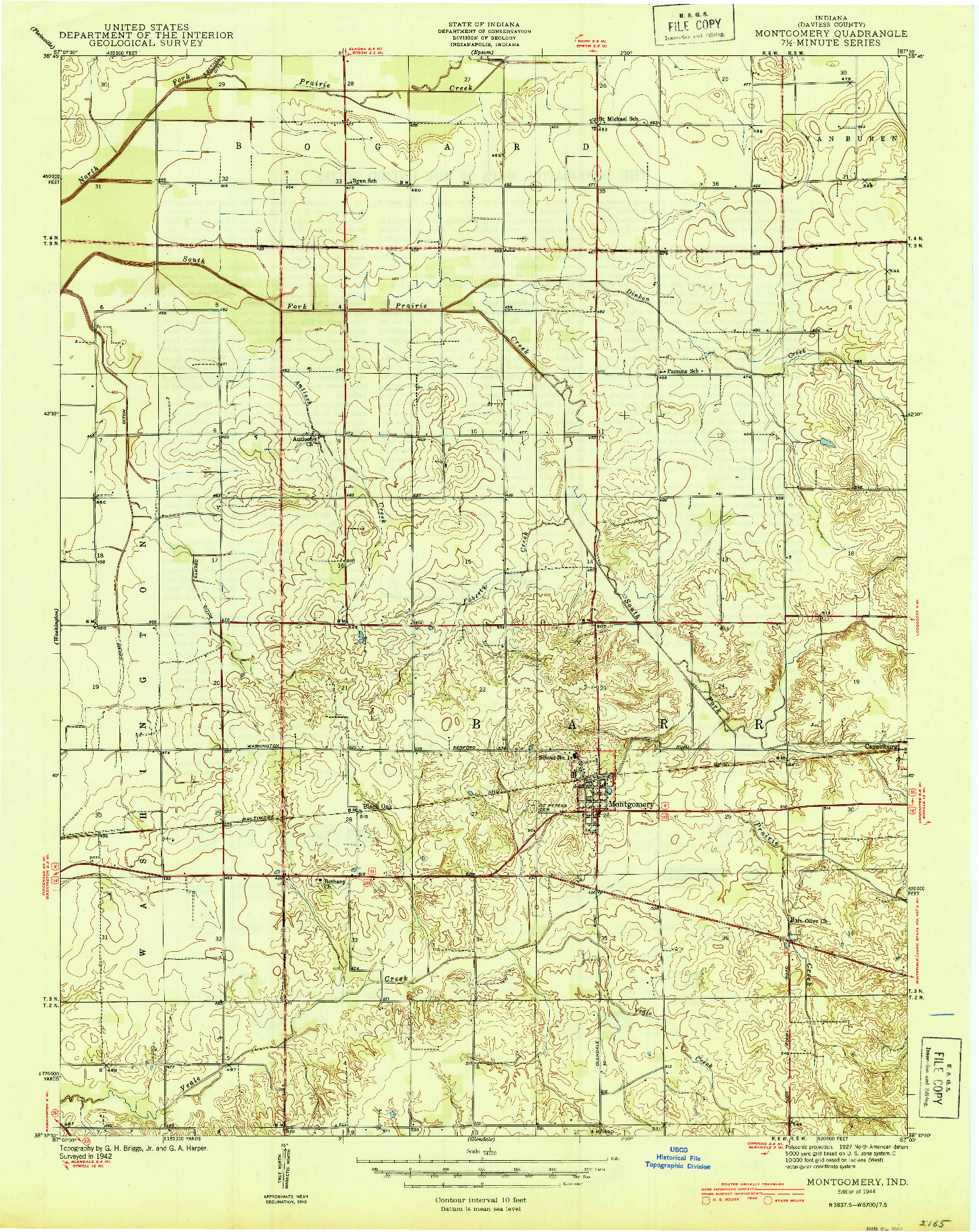 USGS 1:24000-SCALE QUADRANGLE FOR MONTGOMERY, IN 1944