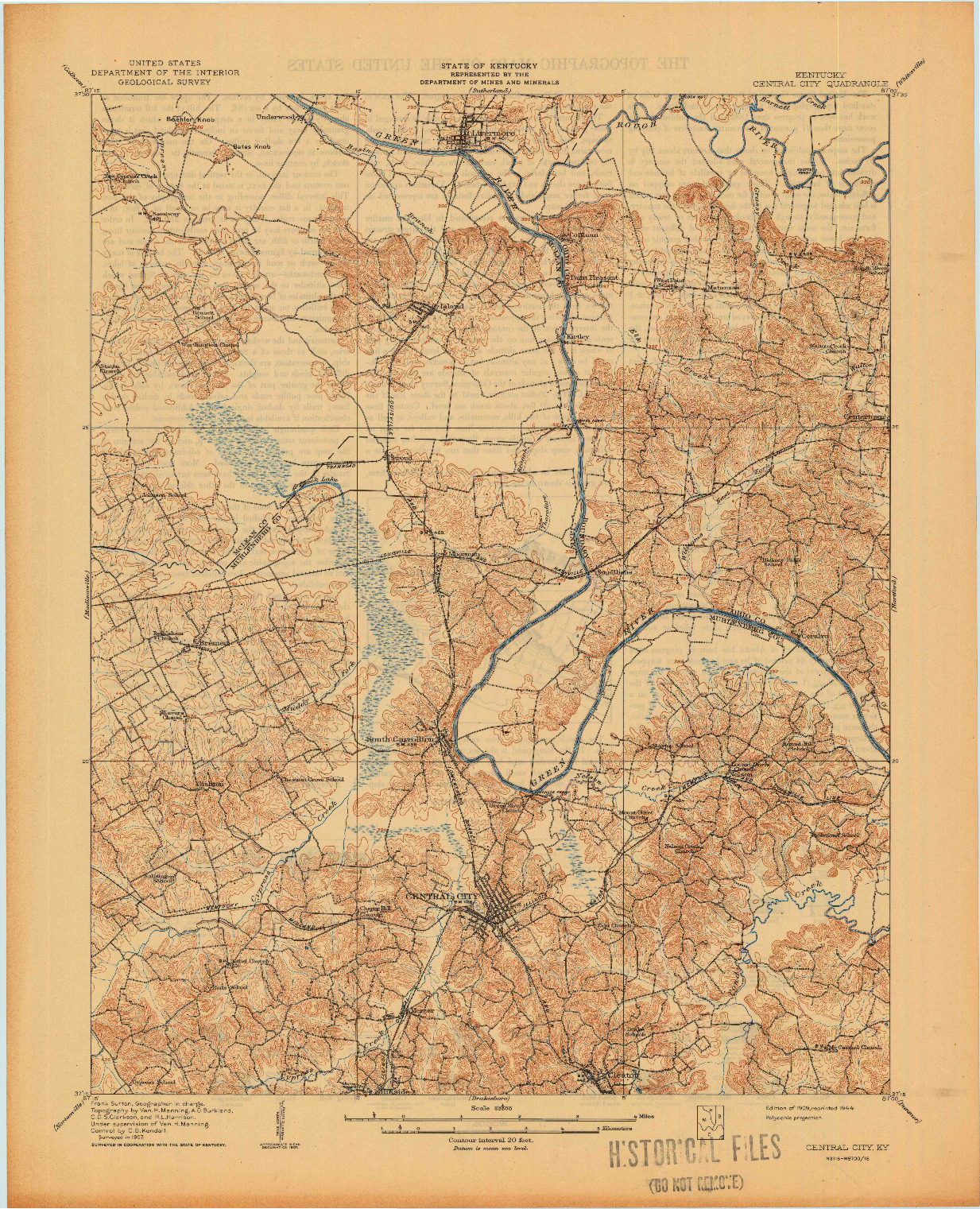 USGS 1:62500-SCALE QUADRANGLE FOR CENTRAL CITY, KY 1909