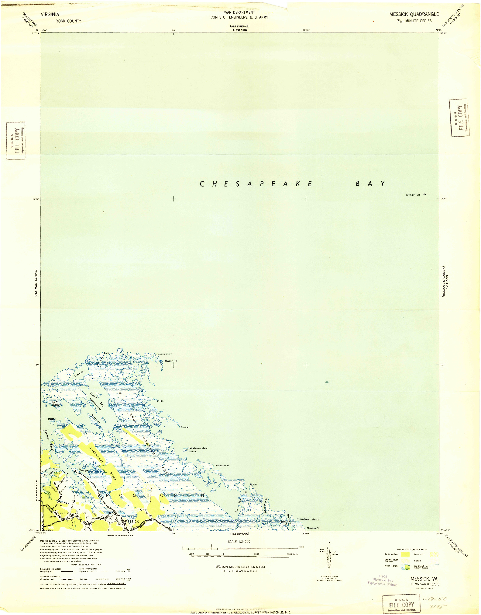 USGS 1:24000-SCALE QUADRANGLE FOR MESSICK, VA 1944