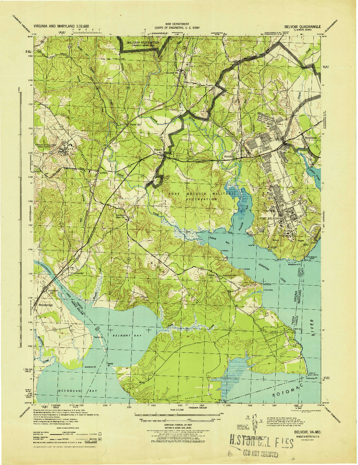USGS 1:31680-SCALE QUADRANGLE FOR BELVOIR, VA 1944