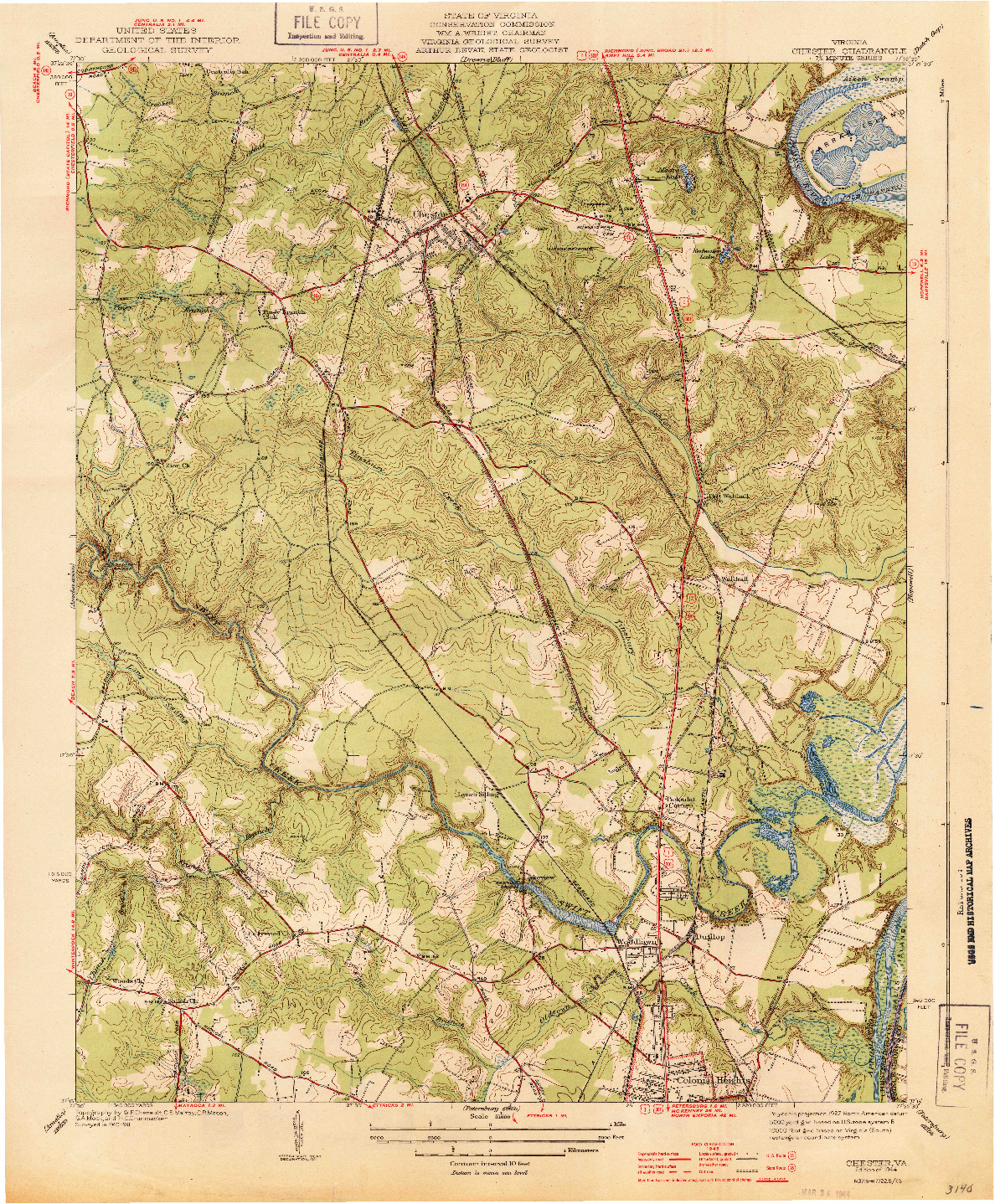USGS 1:31680-SCALE QUADRANGLE FOR CHESTER, VA 1944