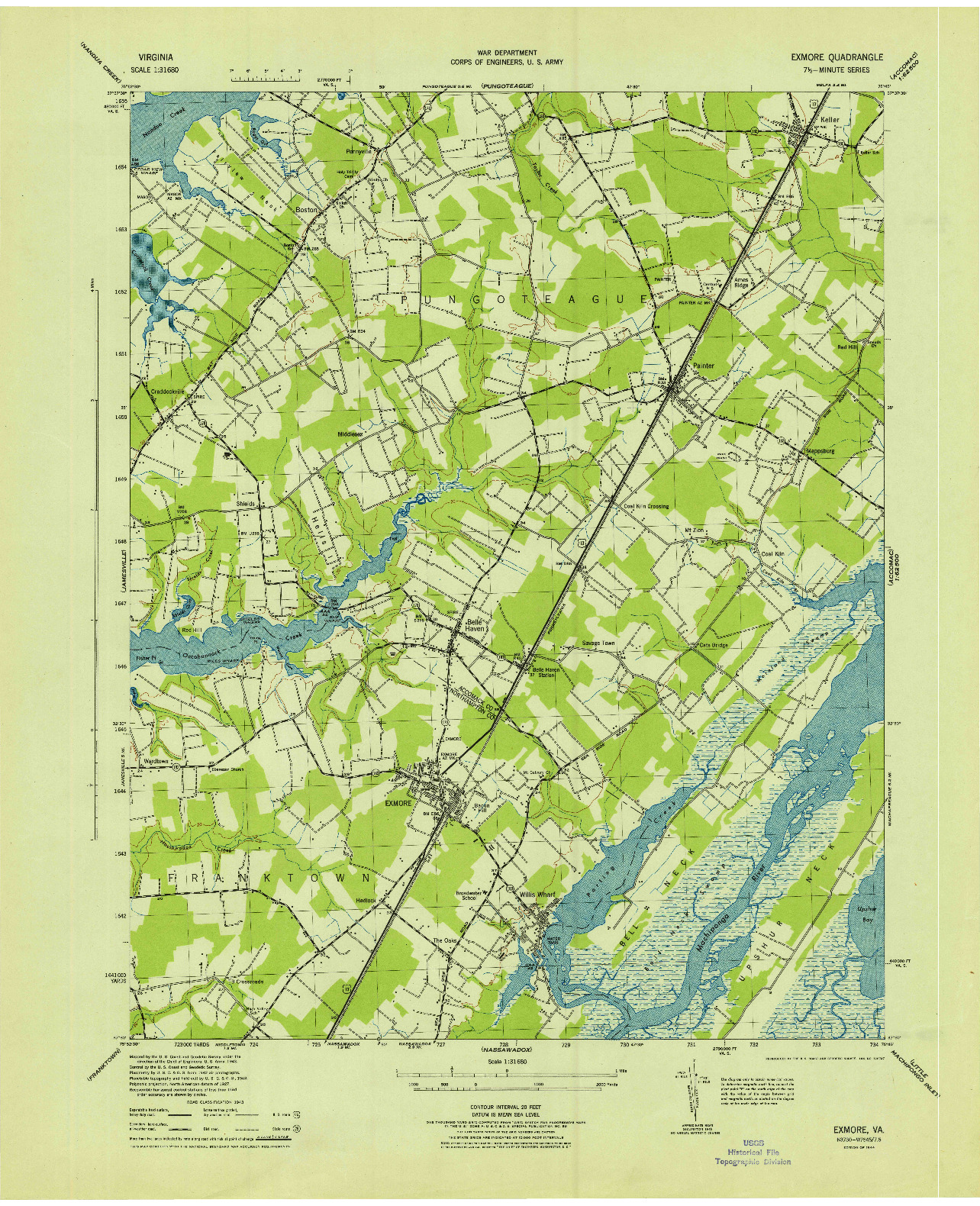 USGS 1:31680-SCALE QUADRANGLE FOR EXMORE, VA 1944