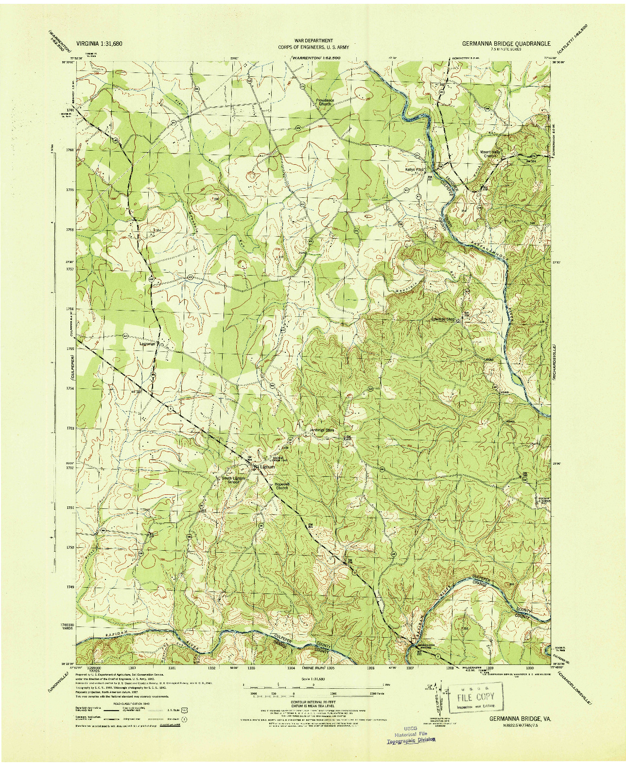 USGS 1:31680-SCALE QUADRANGLE FOR GERMANNA BRIDGE, VA 1944