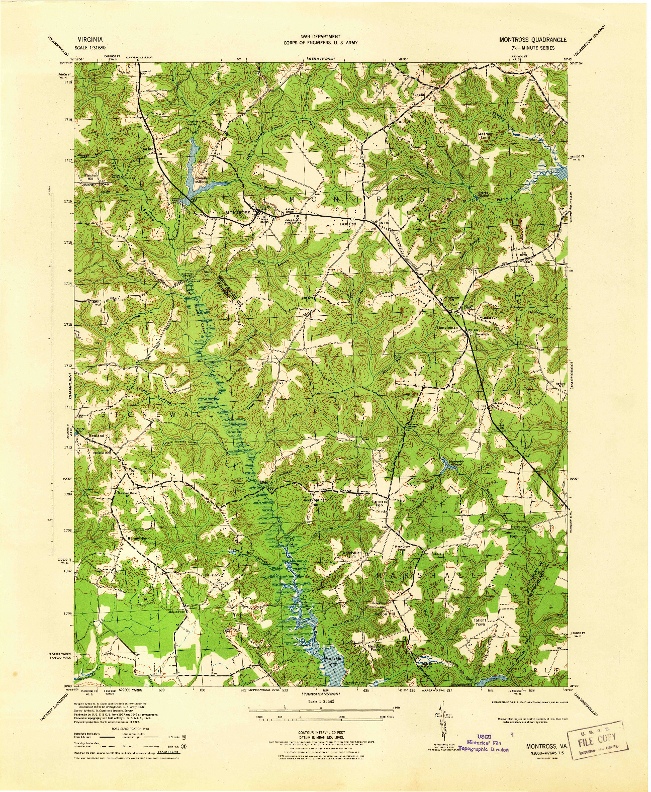USGS 1:31680-SCALE QUADRANGLE FOR MONTROSS, VA 1944