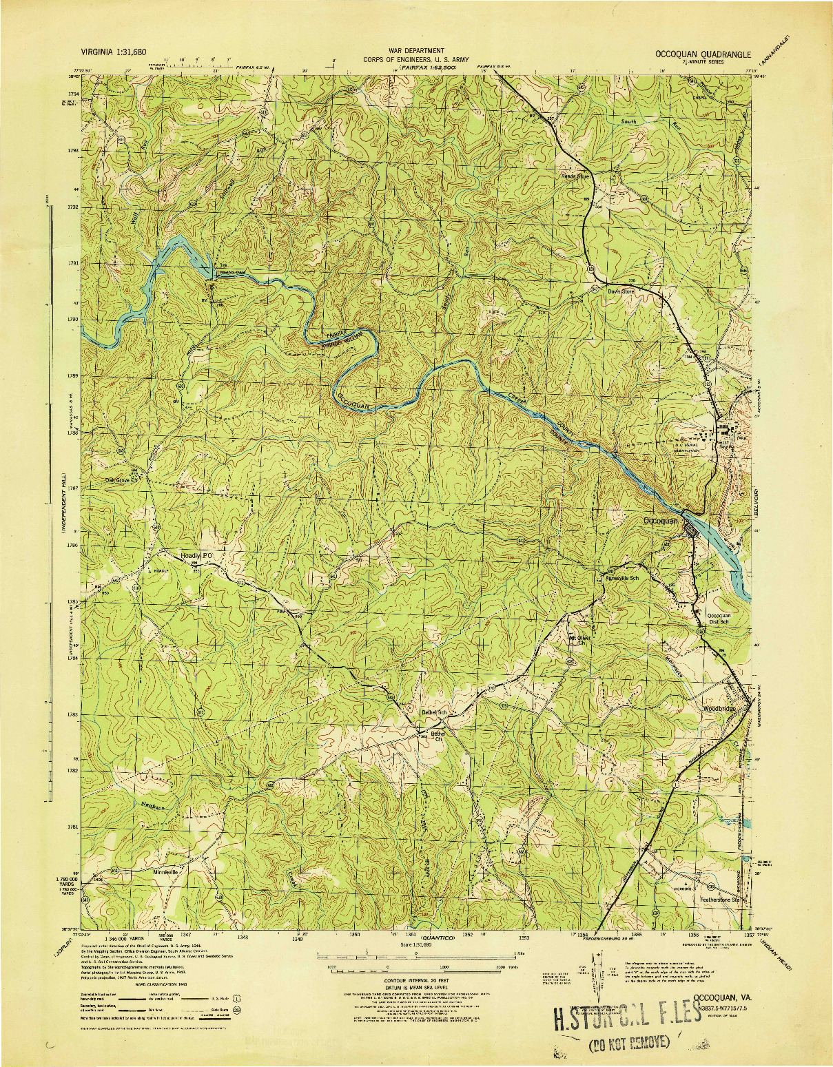 USGS 1:31680-SCALE QUADRANGLE FOR OCCOQUAN, VA 1944