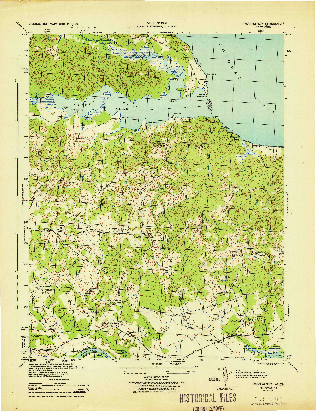 USGS 1:31680-SCALE QUADRANGLE FOR PASSAPATANZY, VA 1944