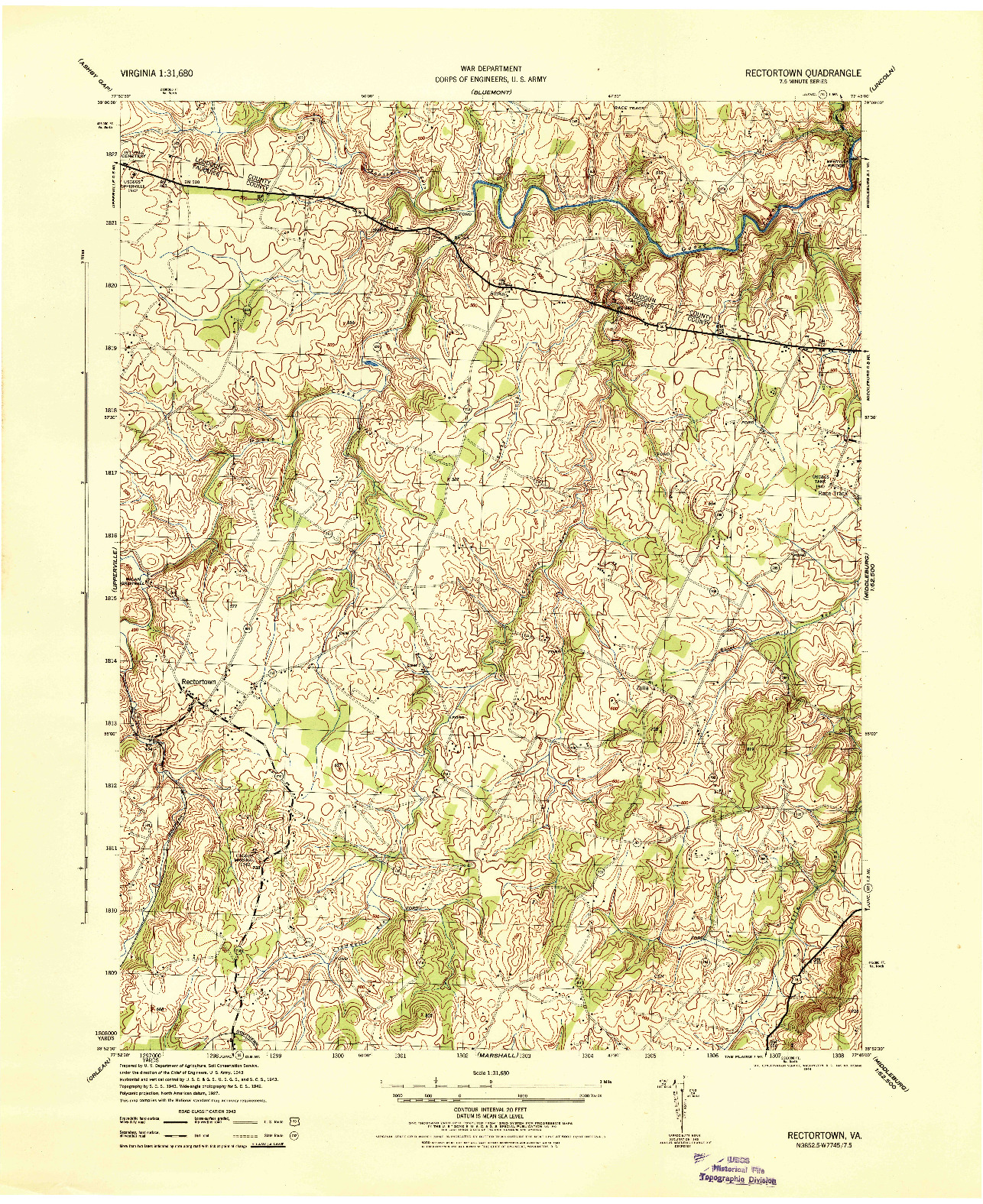USGS 1:31680-SCALE QUADRANGLE FOR RECTORTOWN, VA 1944