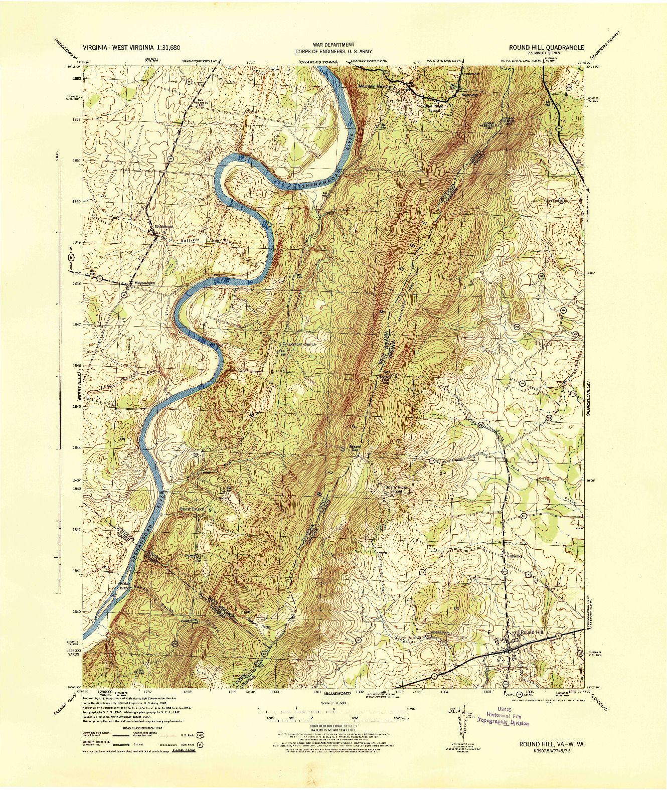 USGS 1:31680-SCALE QUADRANGLE FOR ROSE HILL, VA 1944