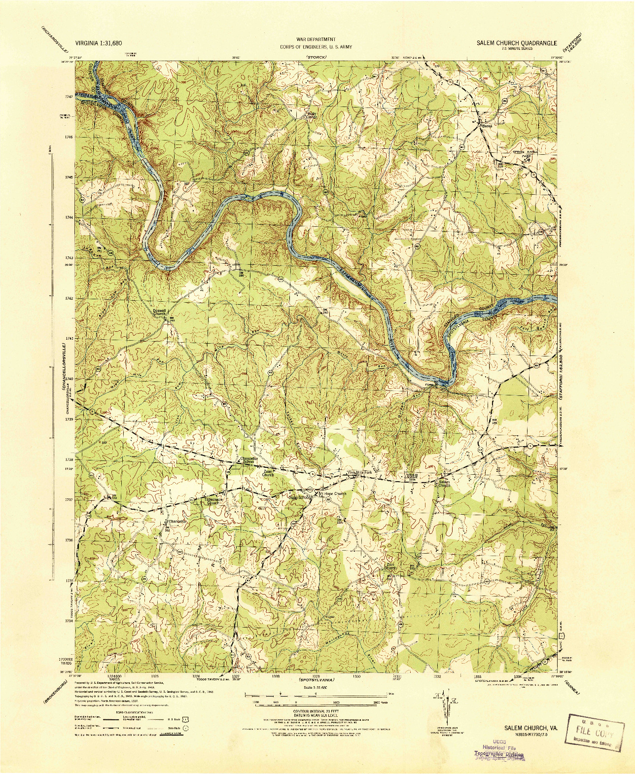 USGS 1:31680-SCALE QUADRANGLE FOR SALEM CHURCH, VA 1944