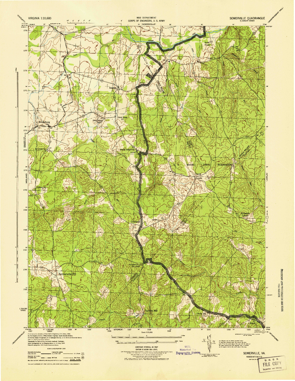 USGS 1:31680-SCALE QUADRANGLE FOR SOMERVILLE, VA 1944