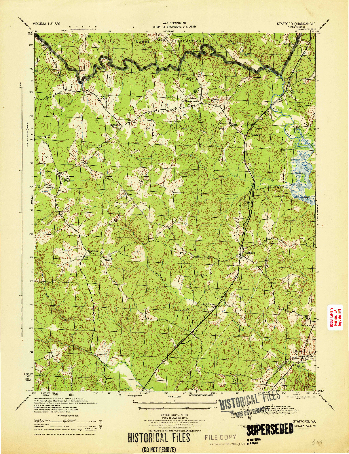 USGS 1:31680-SCALE QUADRANGLE FOR STAFFORD, VA 1944