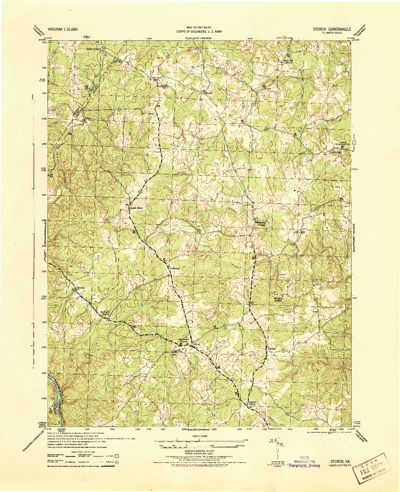 USGS 1:31680-SCALE QUADRANGLE FOR STORCK, VA 1944