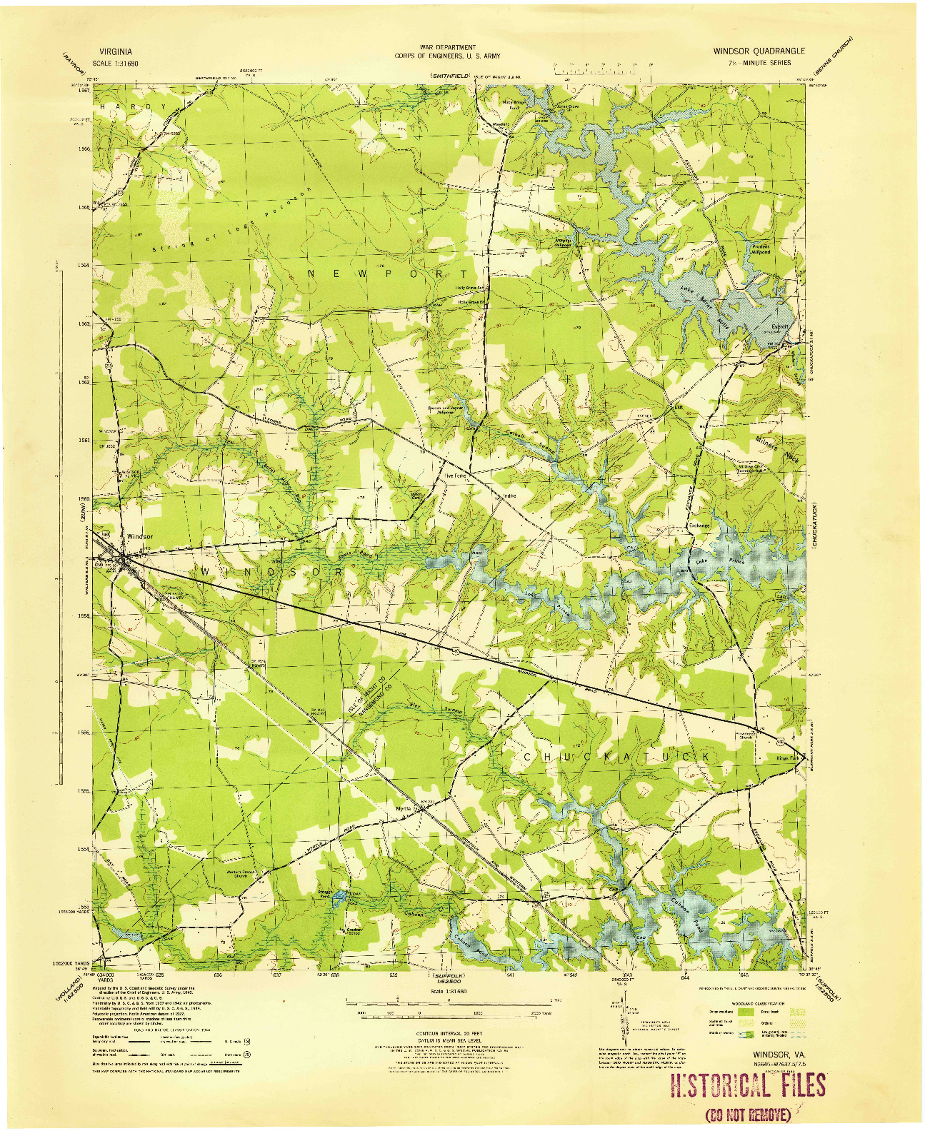 USGS 1:31680-SCALE QUADRANGLE FOR WINDSOR, VA 1944
