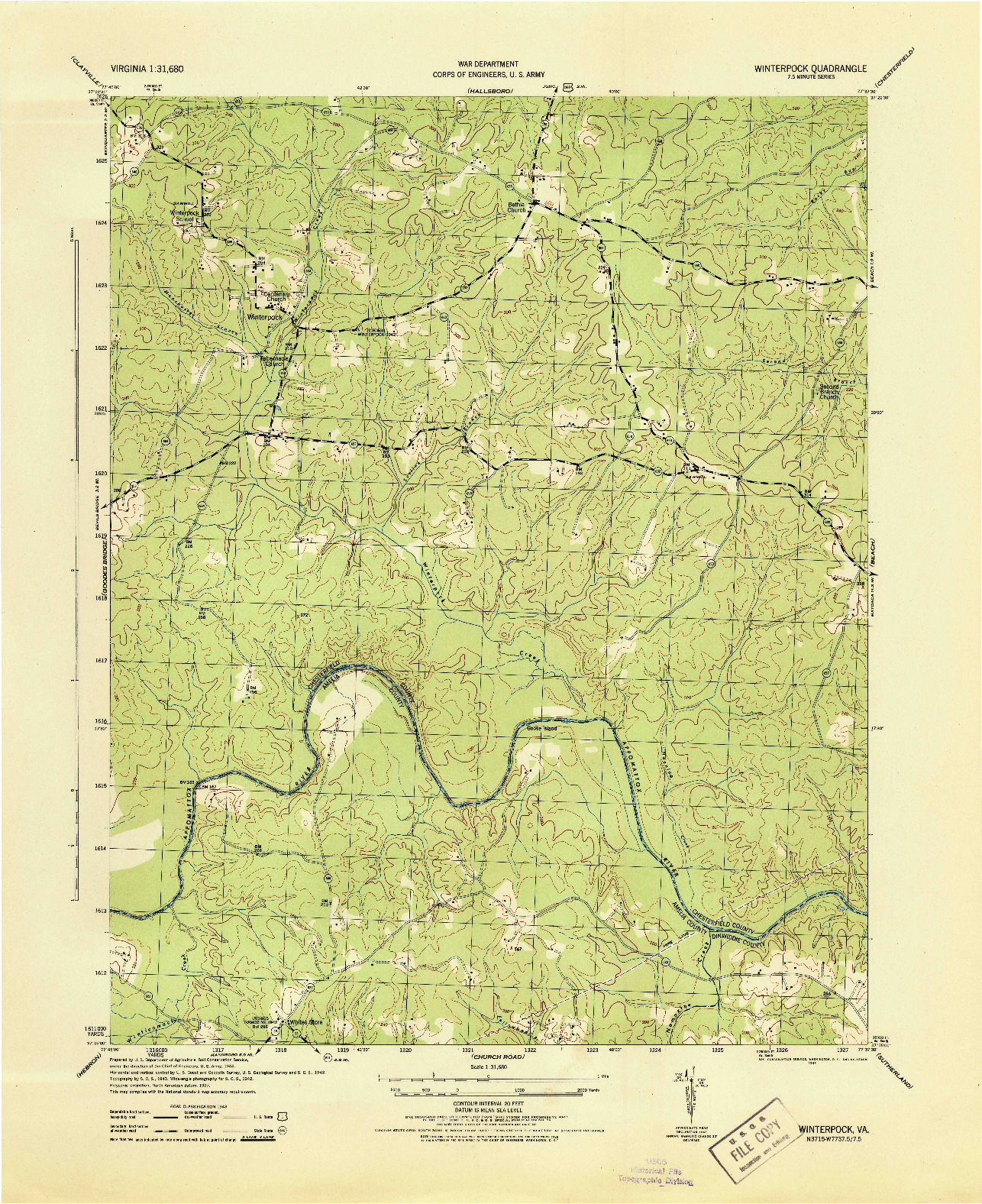 USGS 1:31680-SCALE QUADRANGLE FOR WINTERPOCK, VA 1944