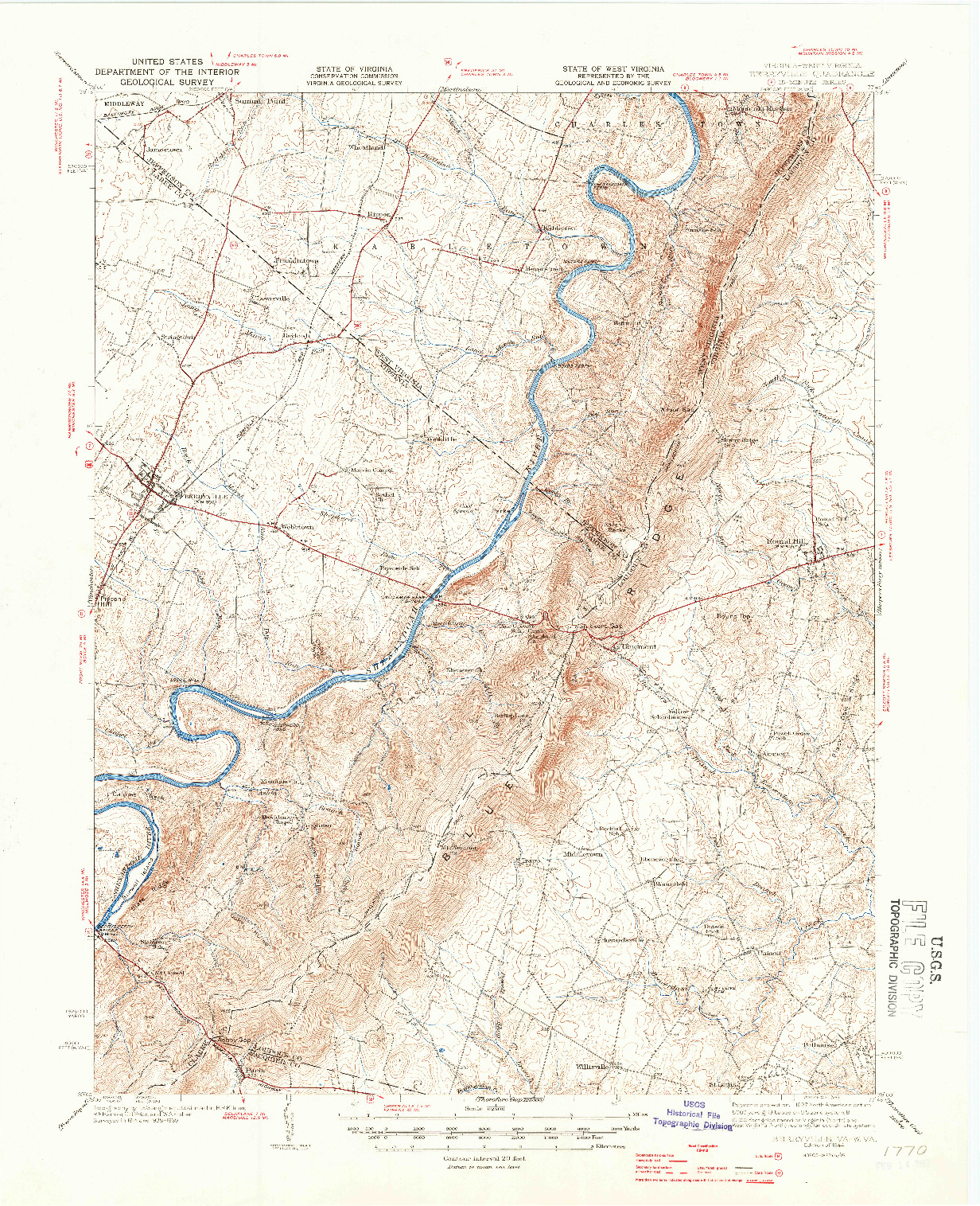 USGS 1:62500-SCALE QUADRANGLE FOR BERRYVILLE, VA 1944