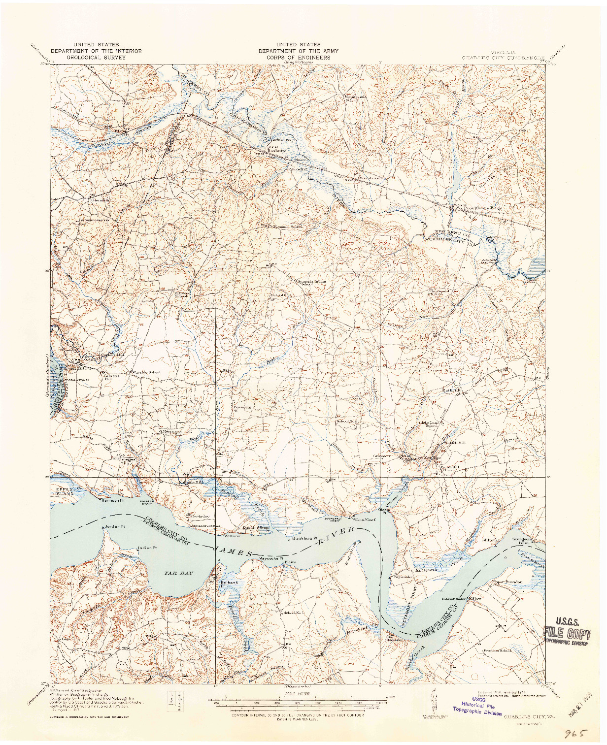USGS 1:62500-SCALE QUADRANGLE FOR CHARLES CITY, VA 1918