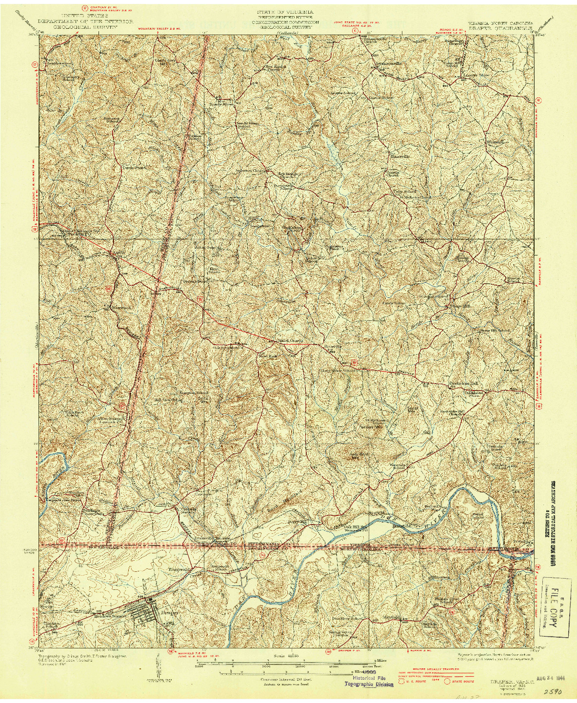 USGS 1:62500-SCALE QUADRANGLE FOR DRAPER, VA 1926