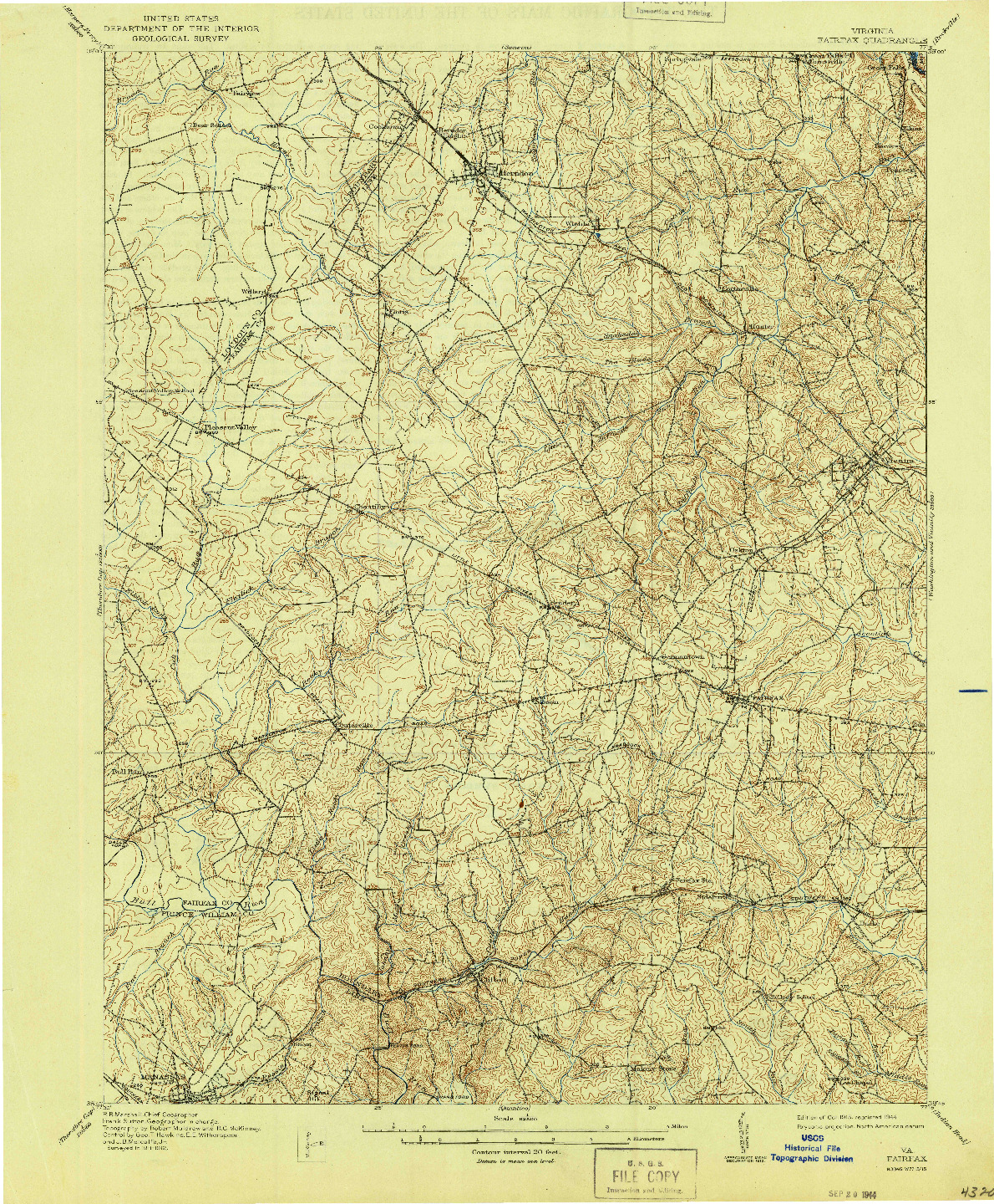 USGS 1:62500-SCALE QUADRANGLE FOR FAIRFAX, VA 1915