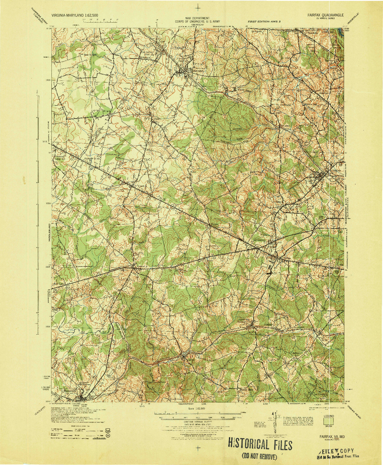 USGS 1:62500-SCALE QUADRANGLE FOR FAIRFAX, VA 1944