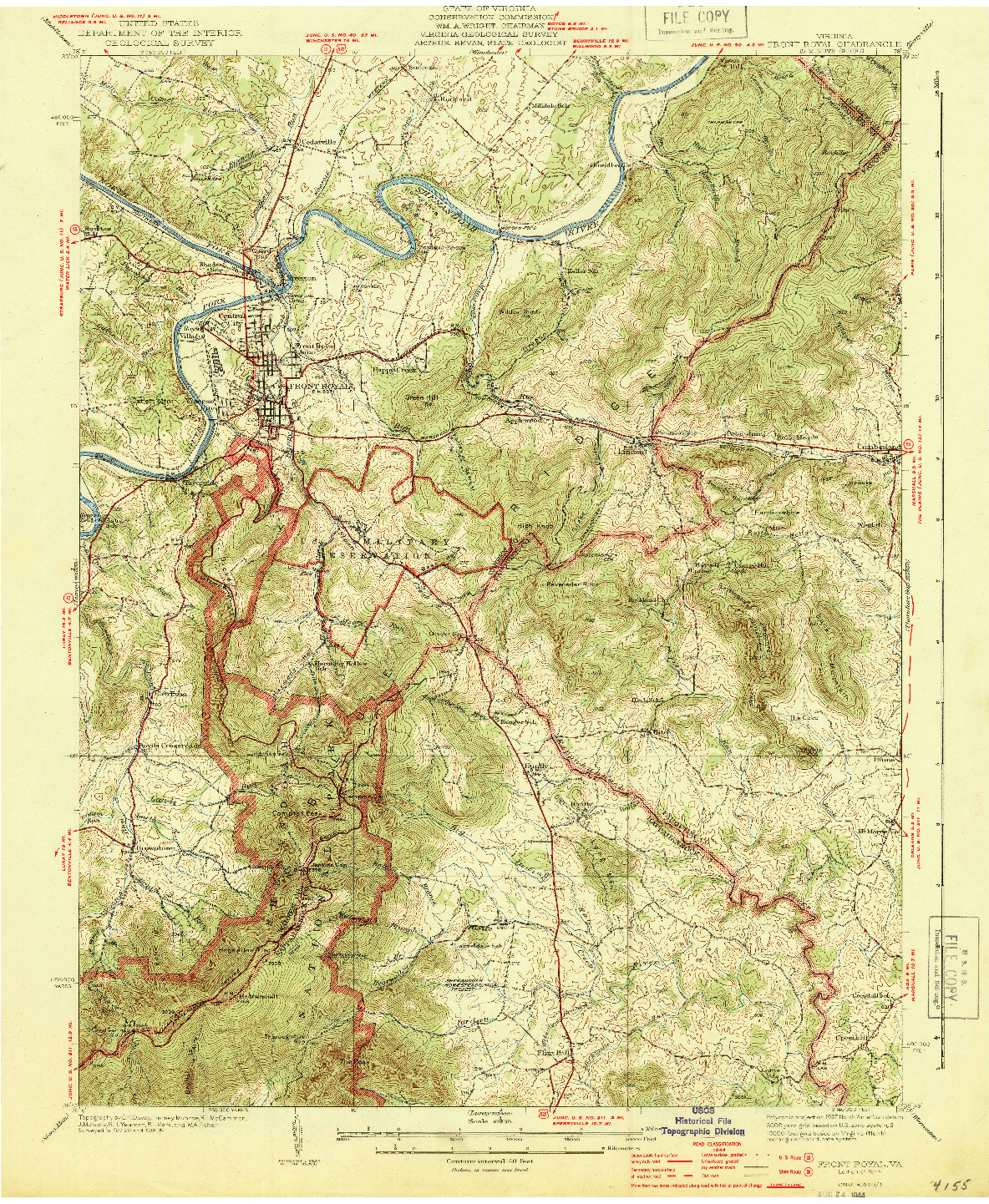 USGS 1:62500-SCALE QUADRANGLE FOR FRONT ROYAL, VA 1944