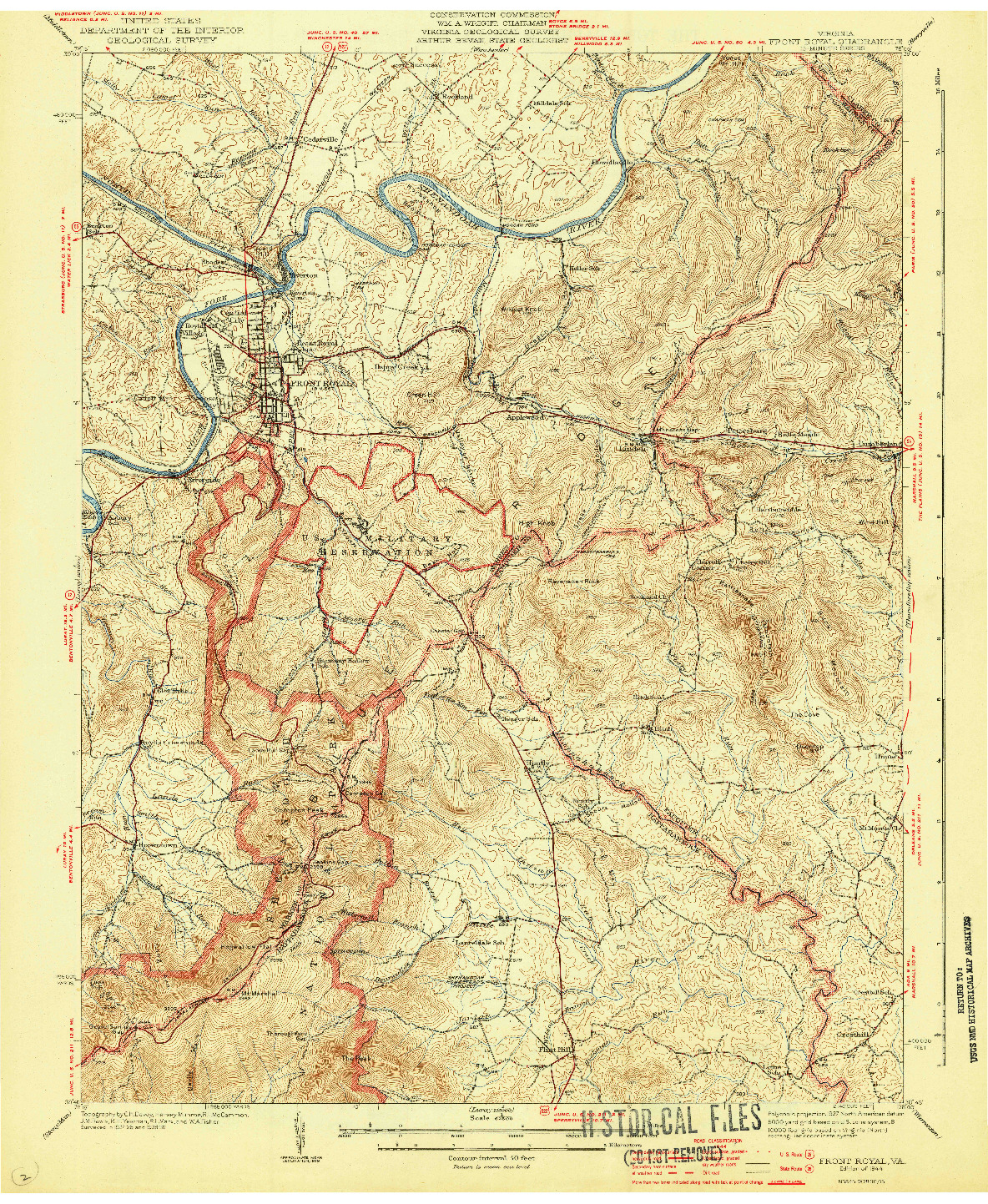 USGS 1:62500-SCALE QUADRANGLE FOR FRONT ROYAL, VA 1944