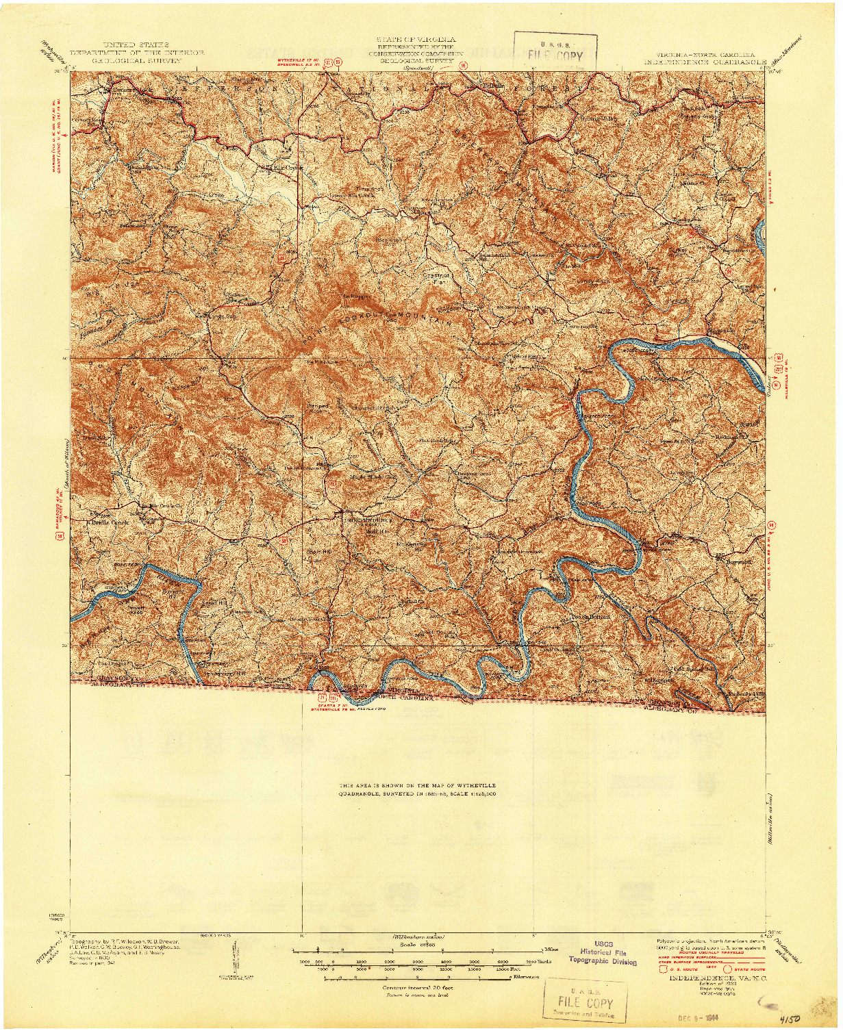 USGS 1:62500-SCALE QUADRANGLE FOR INDEPENDENCE, VA 1933
