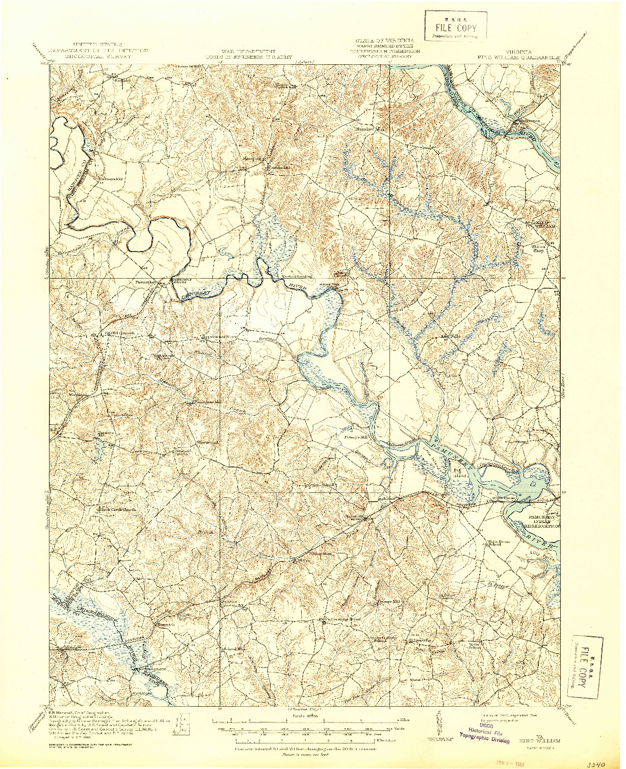 USGS 1:62500-SCALE QUADRANGLE FOR KING WILLIAM, VA 1920