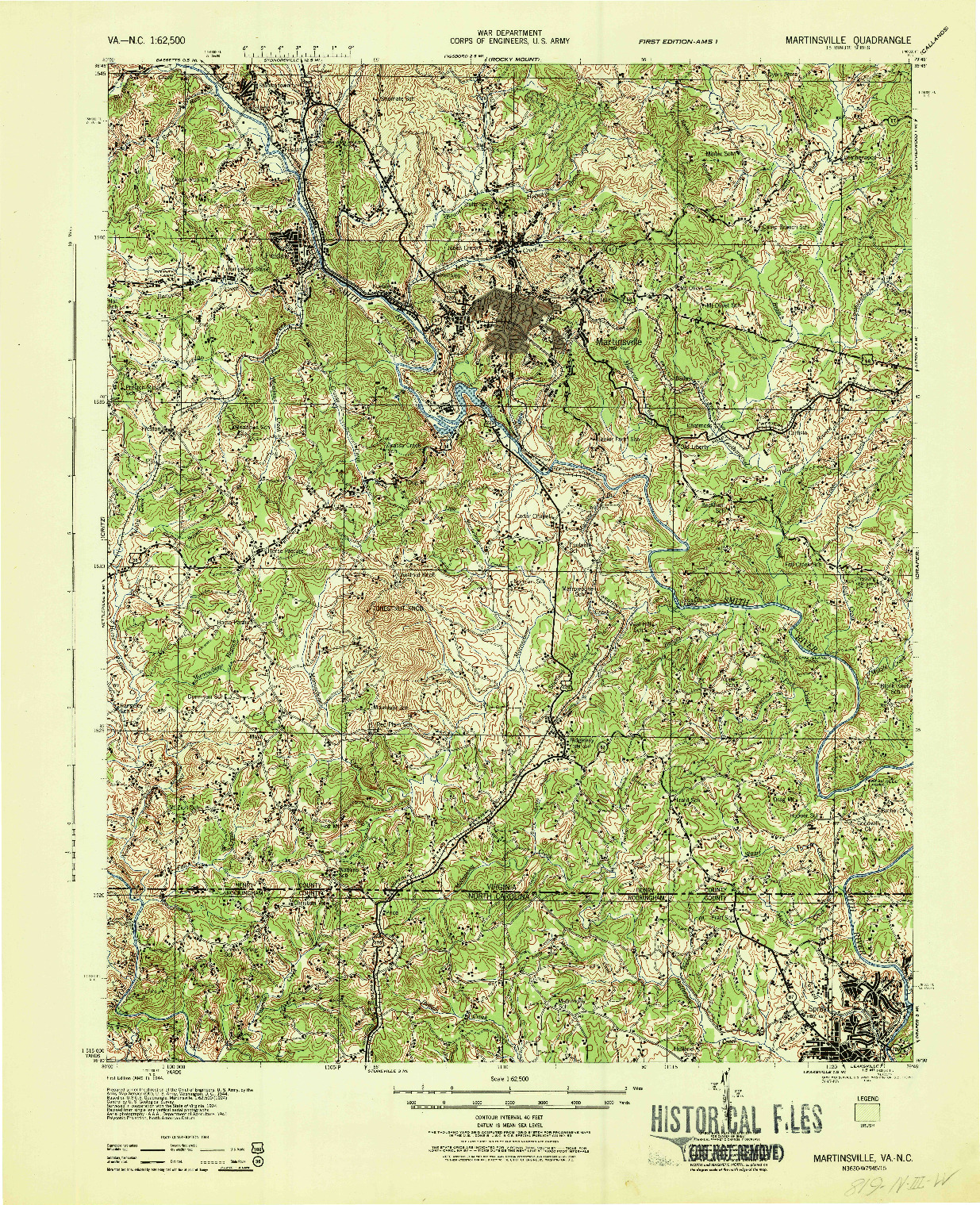 USGS 1:62500-SCALE QUADRANGLE FOR MARTINSVILLE, VA 1944