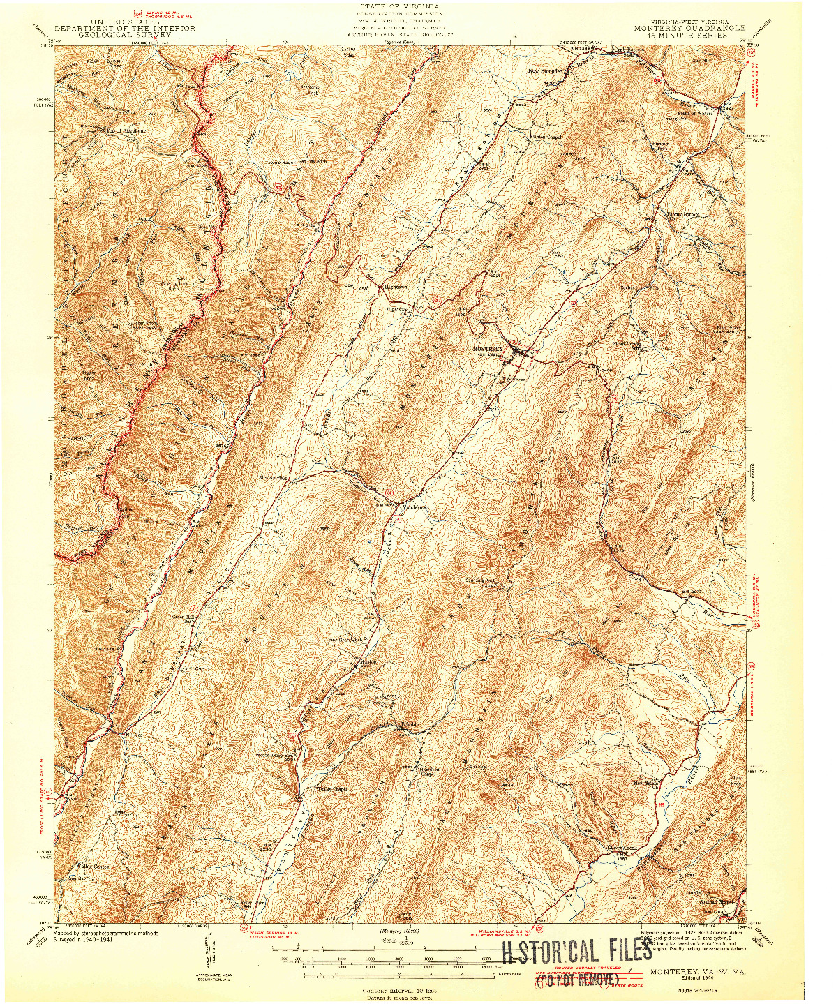 USGS 1:62500-SCALE QUADRANGLE FOR MONTEREY, VA 1944