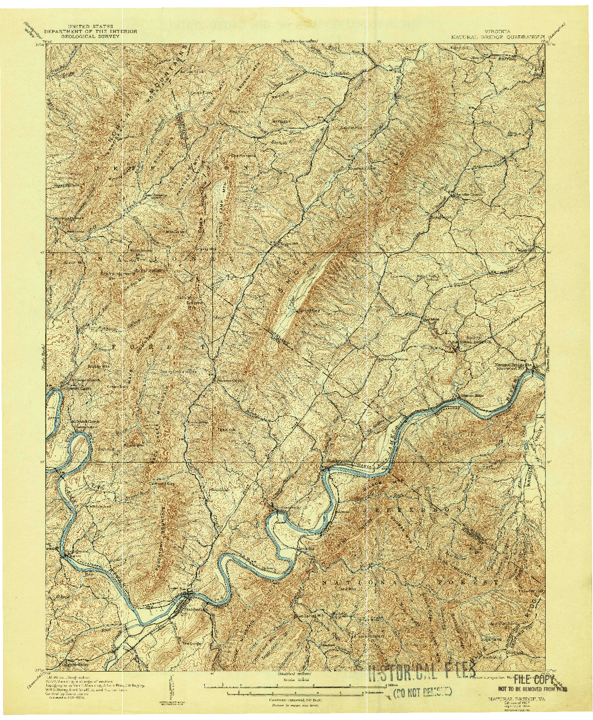 USGS 1:62500-SCALE QUADRANGLE FOR NATURAL BRIDGE, VA 1907