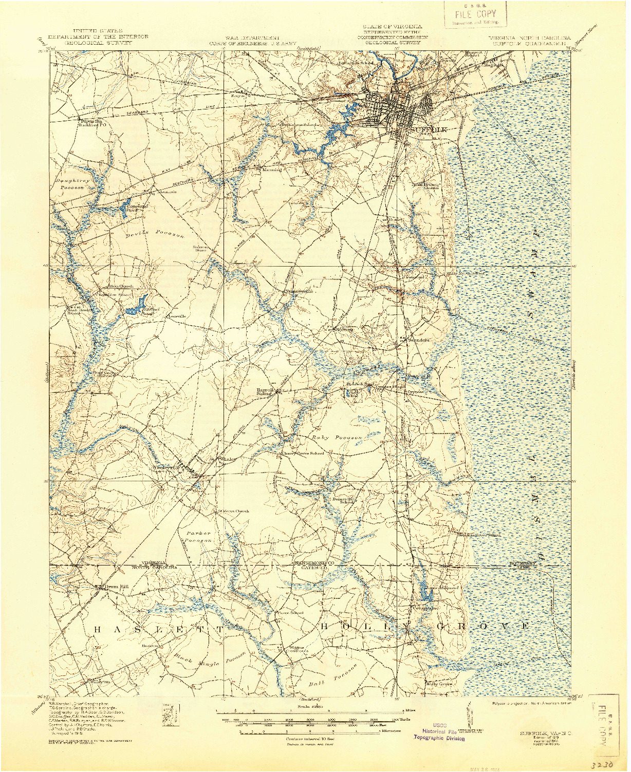 USGS 1:62500-SCALE QUADRANGLE FOR SUFFOLK, VA 1919