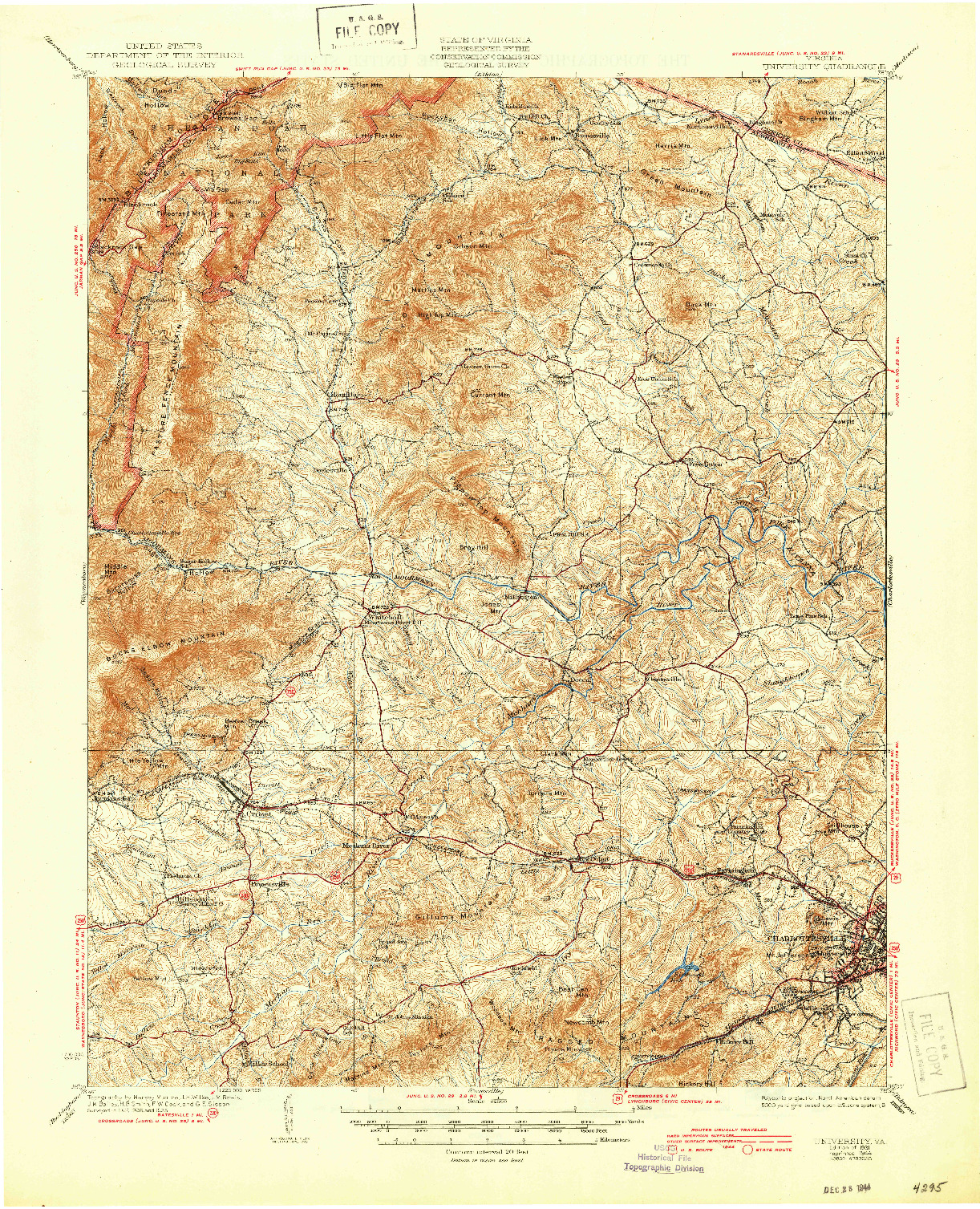 USGS 1:62500-SCALE QUADRANGLE FOR UNIVERSITY, VA 1931