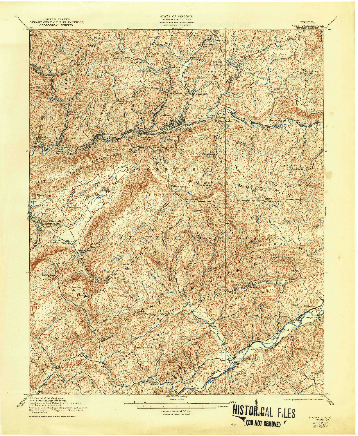 USGS 1:62500-SCALE QUADRANGLE FOR WISE, VA 1921