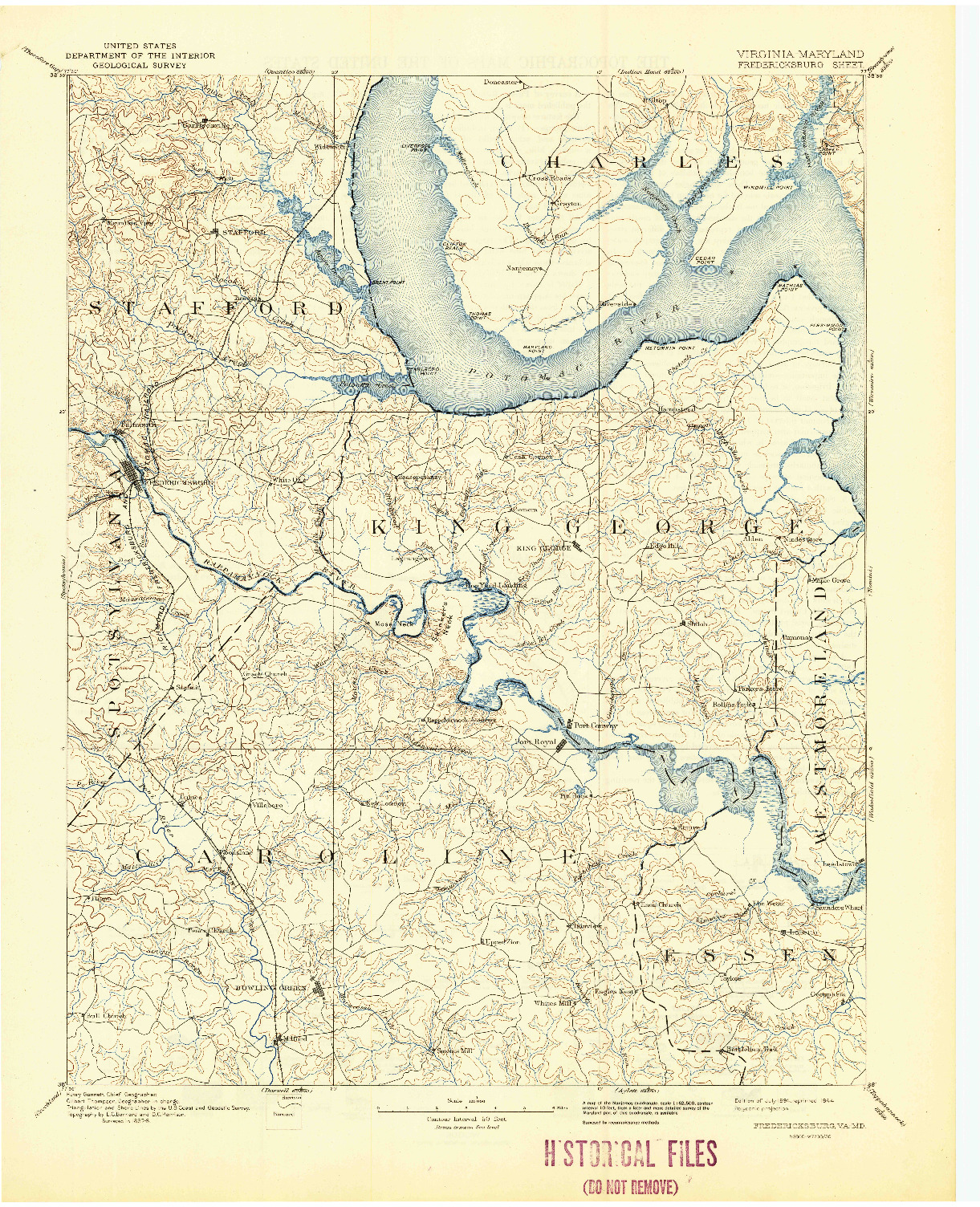 USGS 1:125000-SCALE QUADRANGLE FOR FREDERICKSBURG, VA 1894