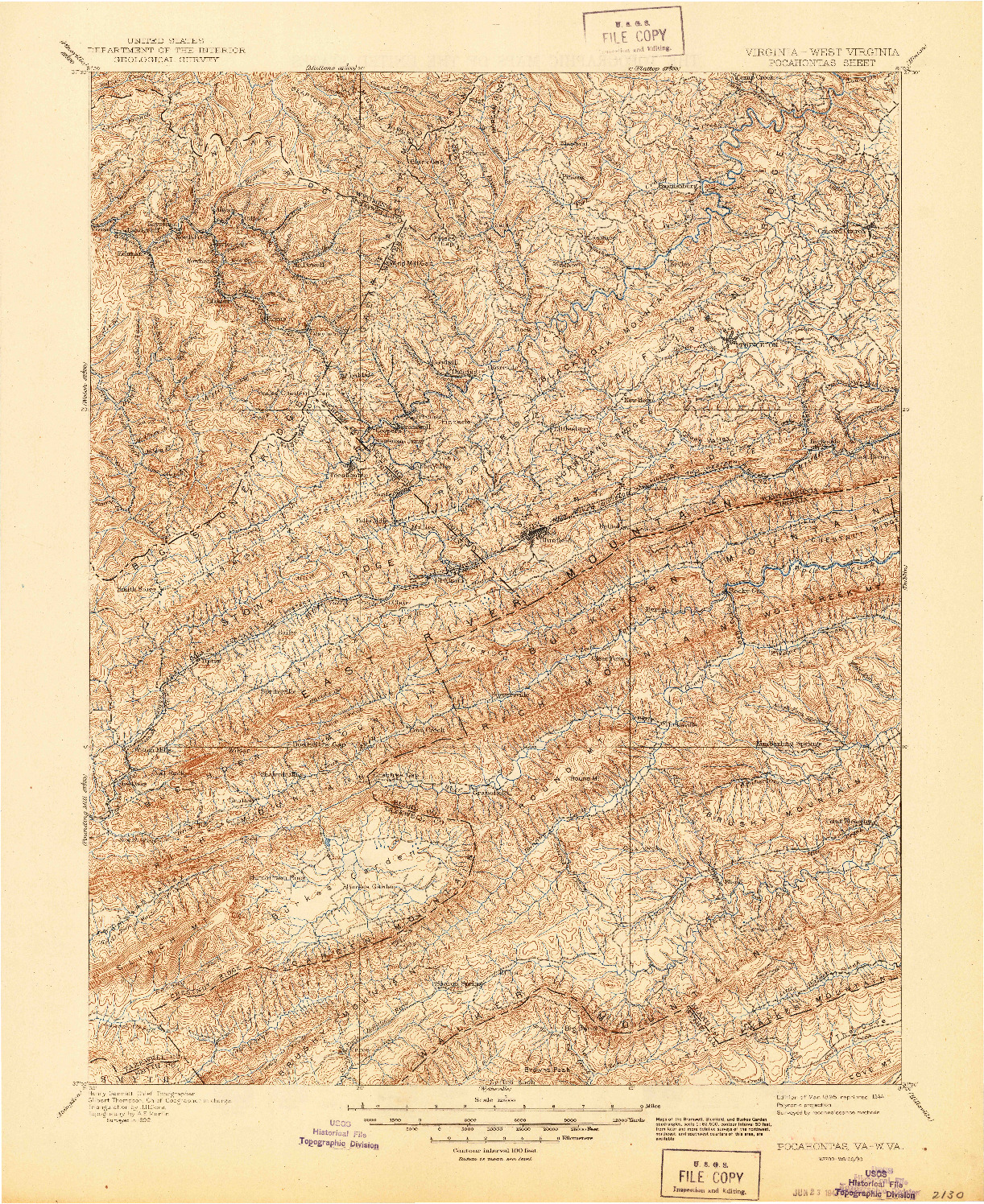 USGS 1:125000-SCALE QUADRANGLE FOR POCAHONTAS, VA 1895