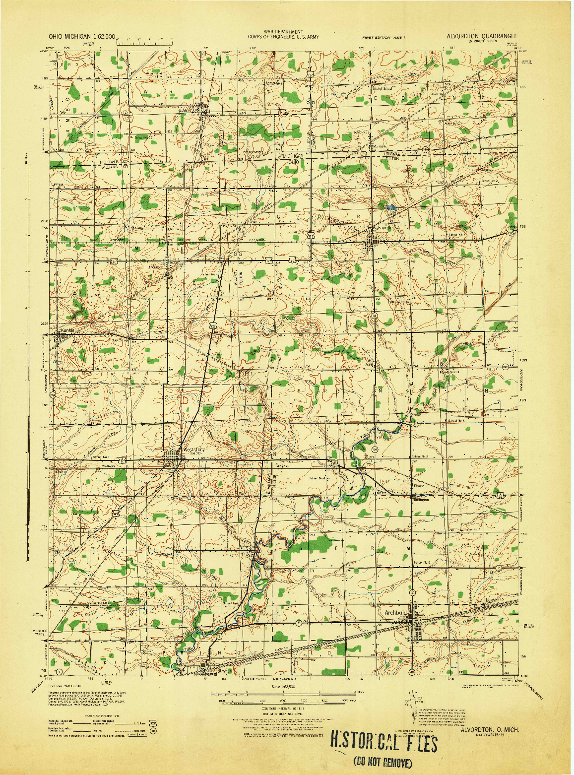 USGS 1:62500-SCALE QUADRANGLE FOR ALVORDTON, OH 1944