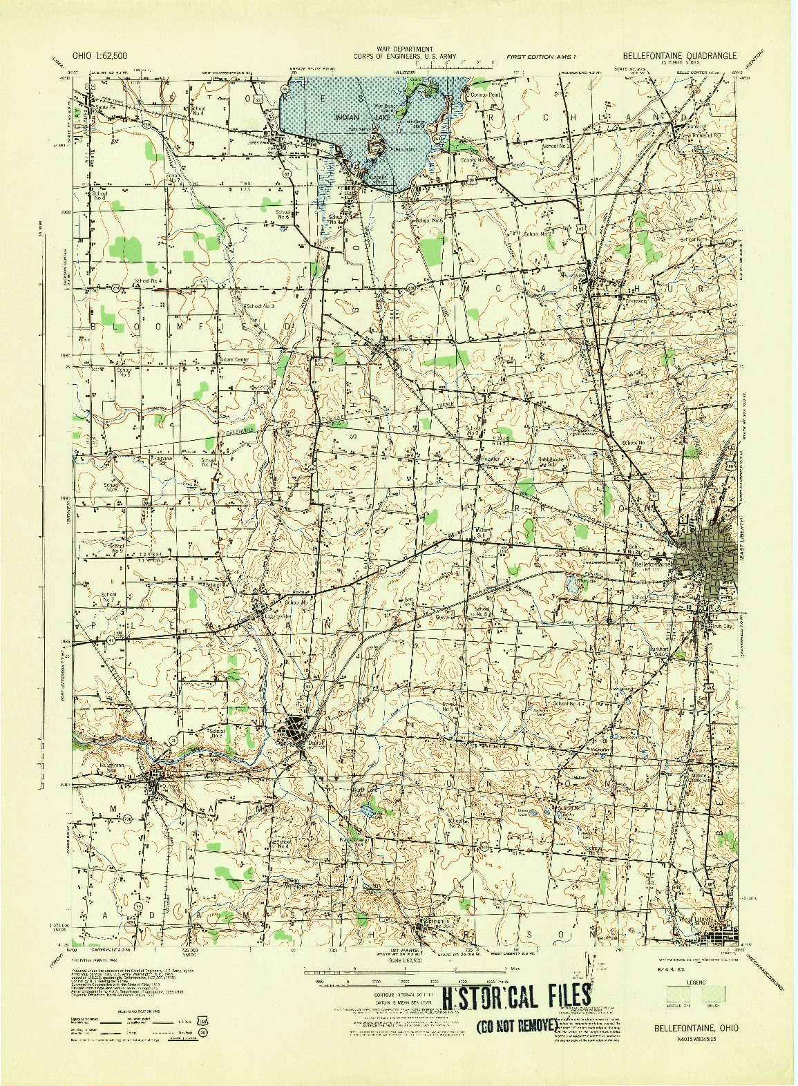USGS 1:62500-SCALE QUADRANGLE FOR BELLEFONTAINE, OH 1944