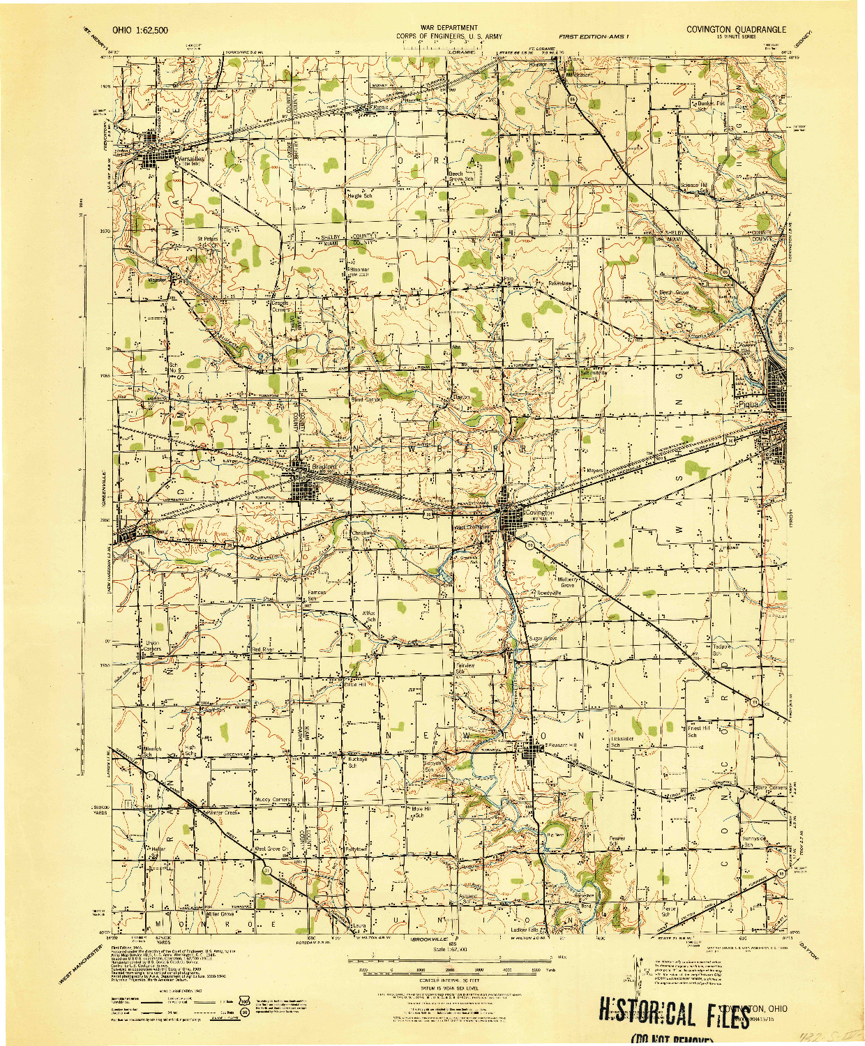 USGS 1:62500-SCALE QUADRANGLE FOR COVINGTON, OH 1944