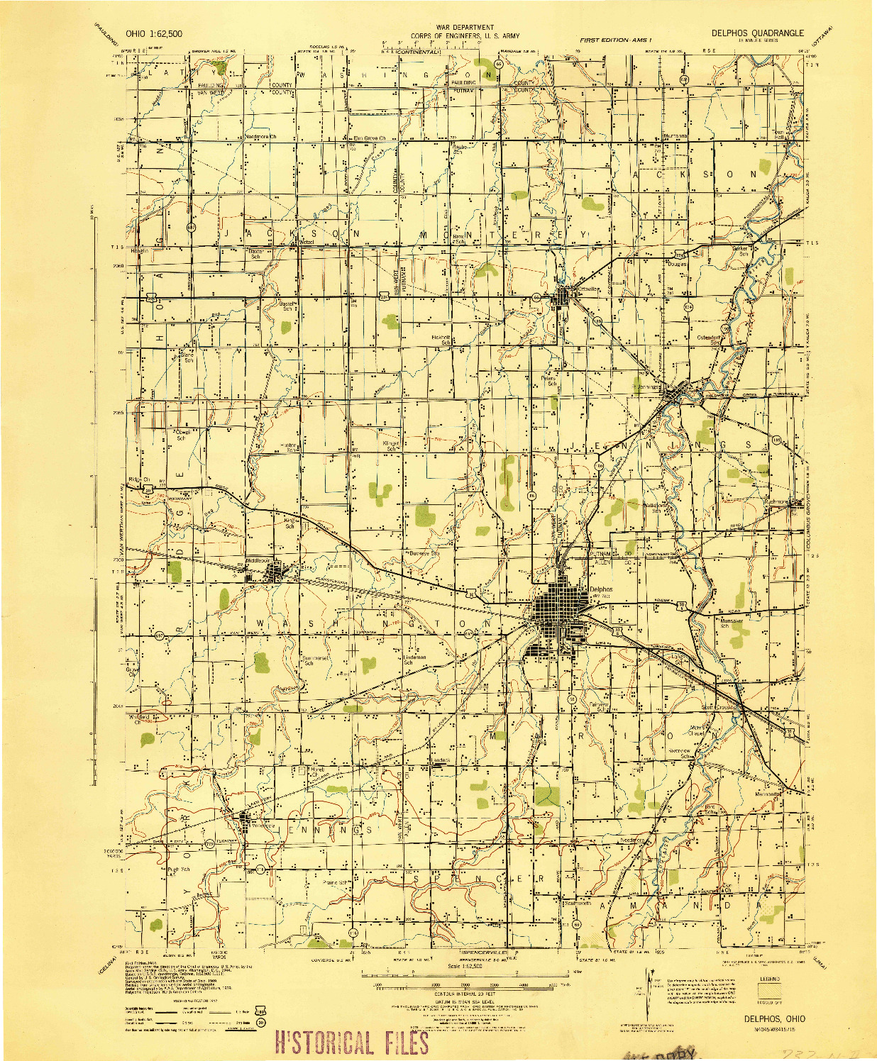 USGS 1:62500-SCALE QUADRANGLE FOR DELPHOS, OH 1944