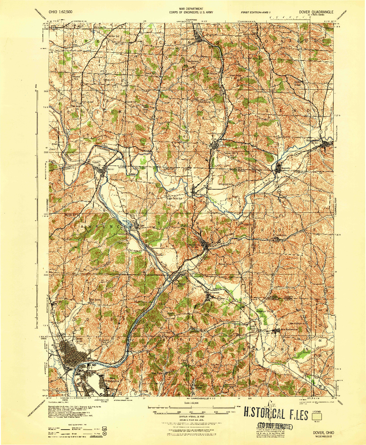 USGS 1:62500-SCALE QUADRANGLE FOR DOVER, OH 1944