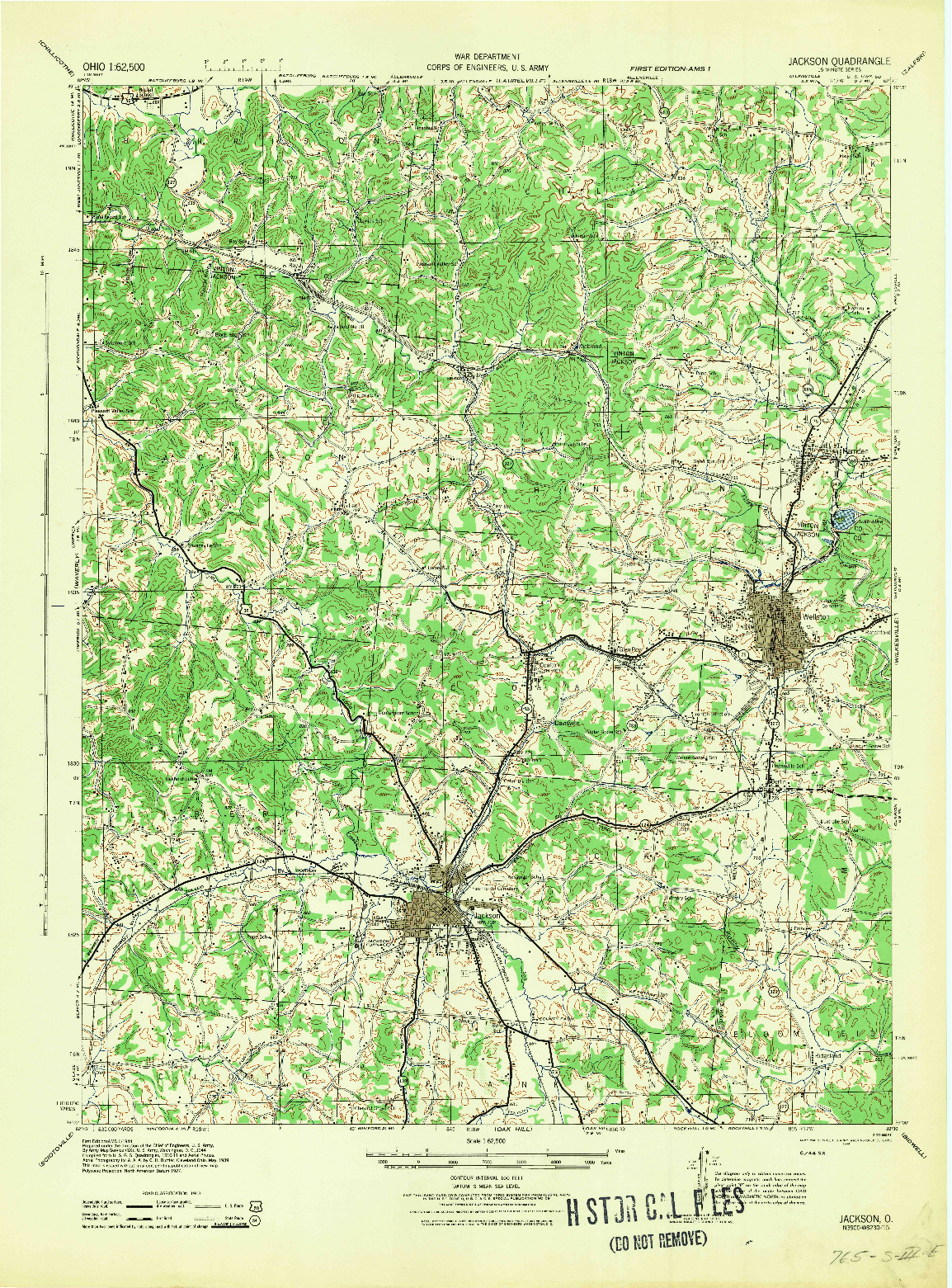 USGS 1:62500-SCALE QUADRANGLE FOR JACKSON, OH 1944