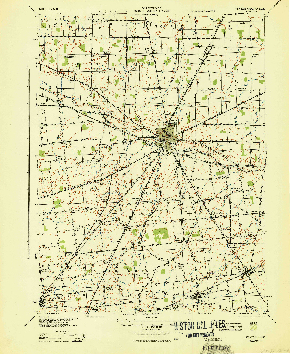 USGS 1:62500-SCALE QUADRANGLE FOR KENTON, OH 1944