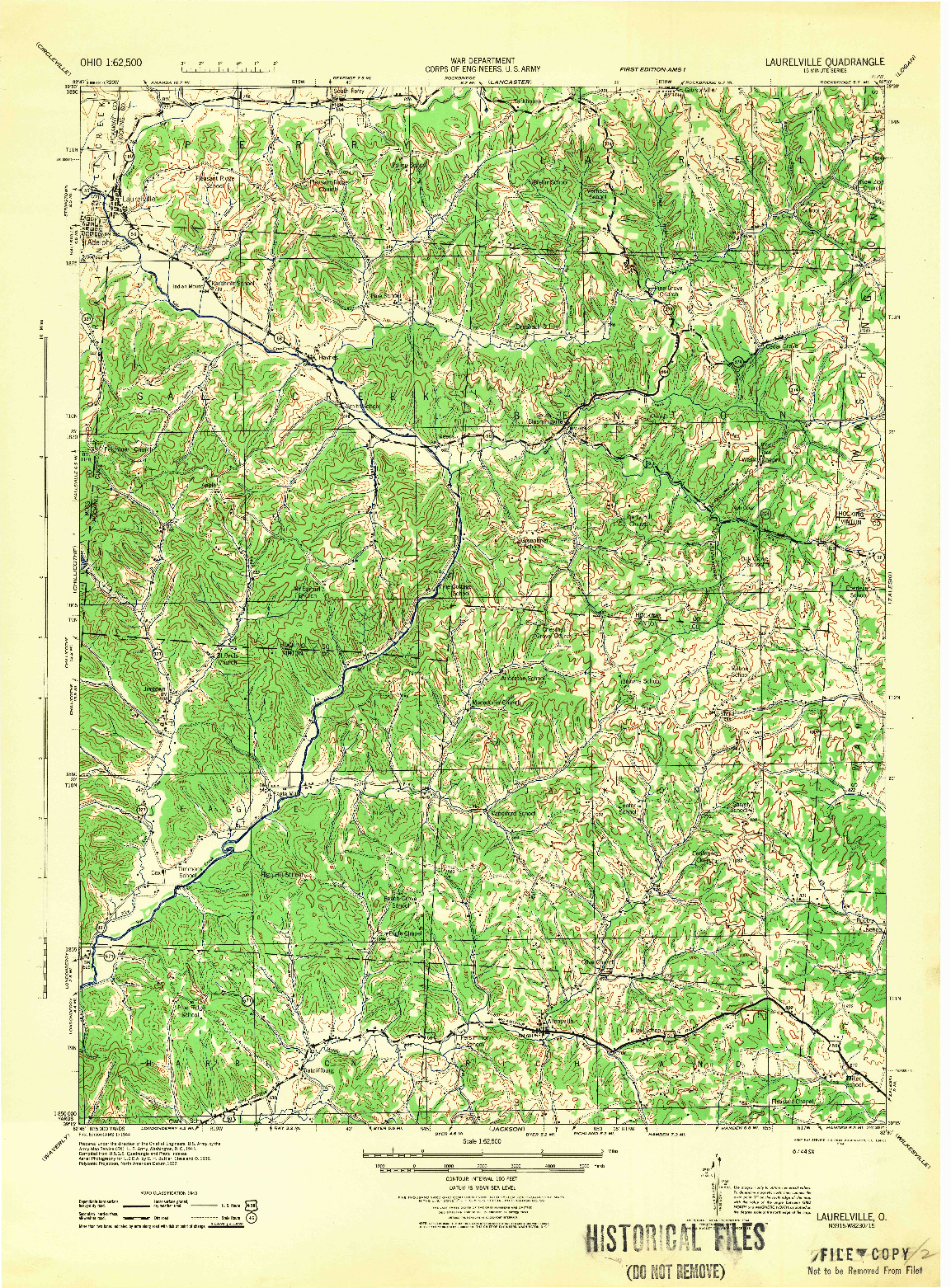 USGS 1:62500-SCALE QUADRANGLE FOR LAURELVILLE, OH 1944