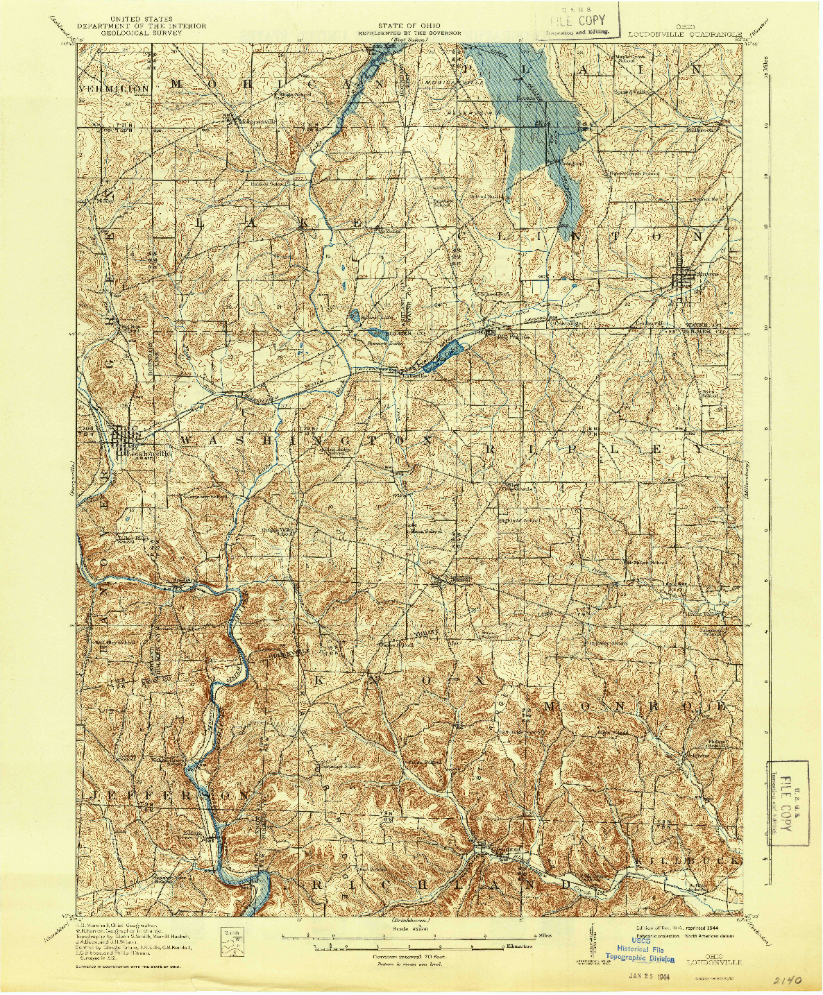 USGS 1:62500-SCALE QUADRANGLE FOR LOUDONVILLE, OH 1914