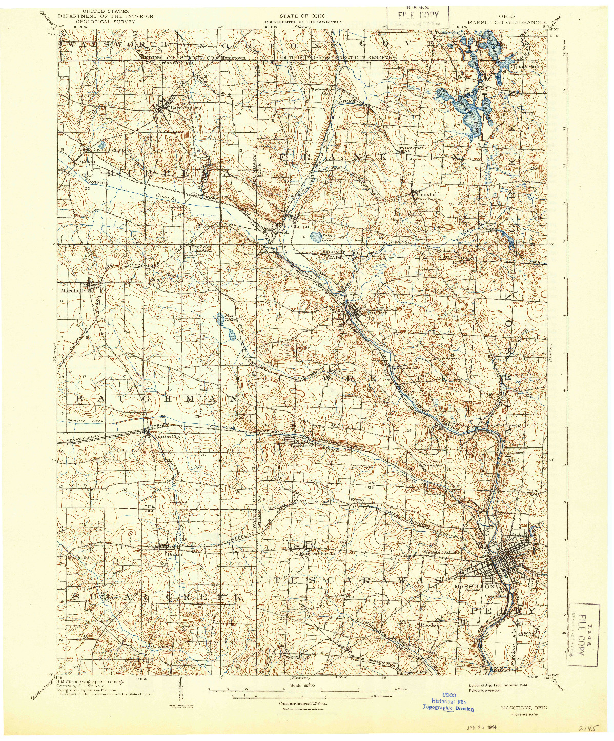 USGS 1:62500-SCALE QUADRANGLE FOR MASSILLON, OH 1903